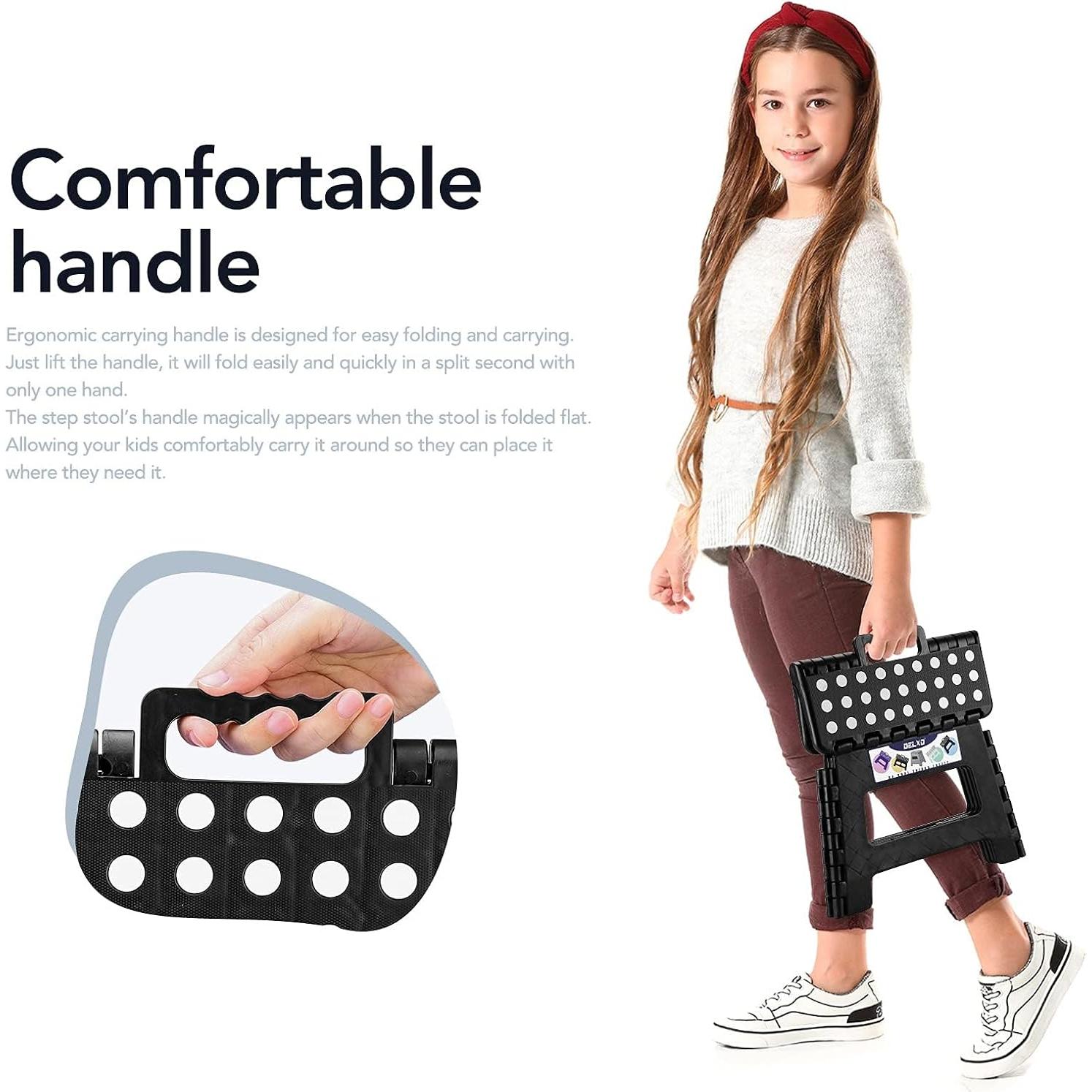 Taburete Plegable Delxo Negro 22.86 cm para Cocina y Baño