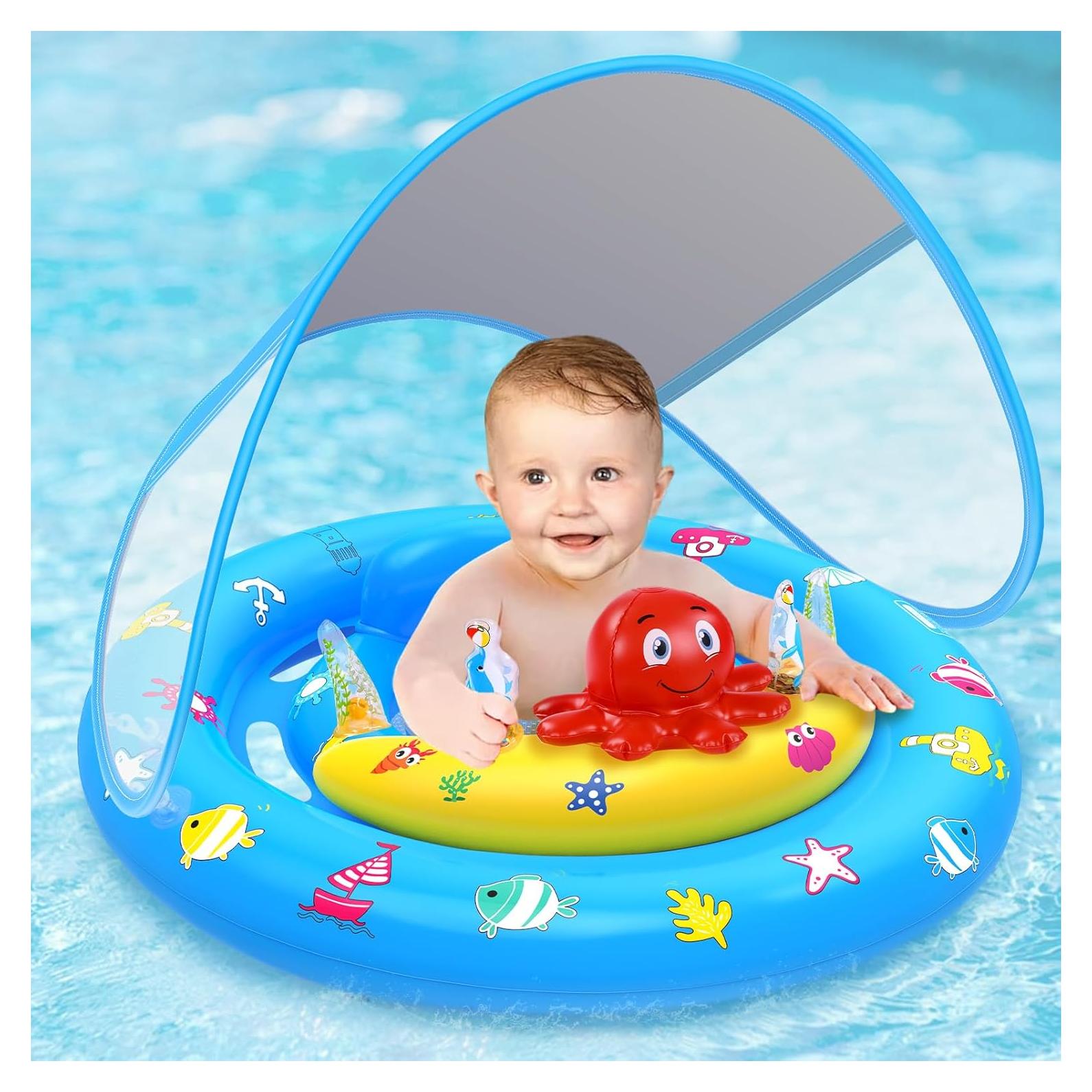 Flotador inflable para bebés HINZER con toldo UPF50+