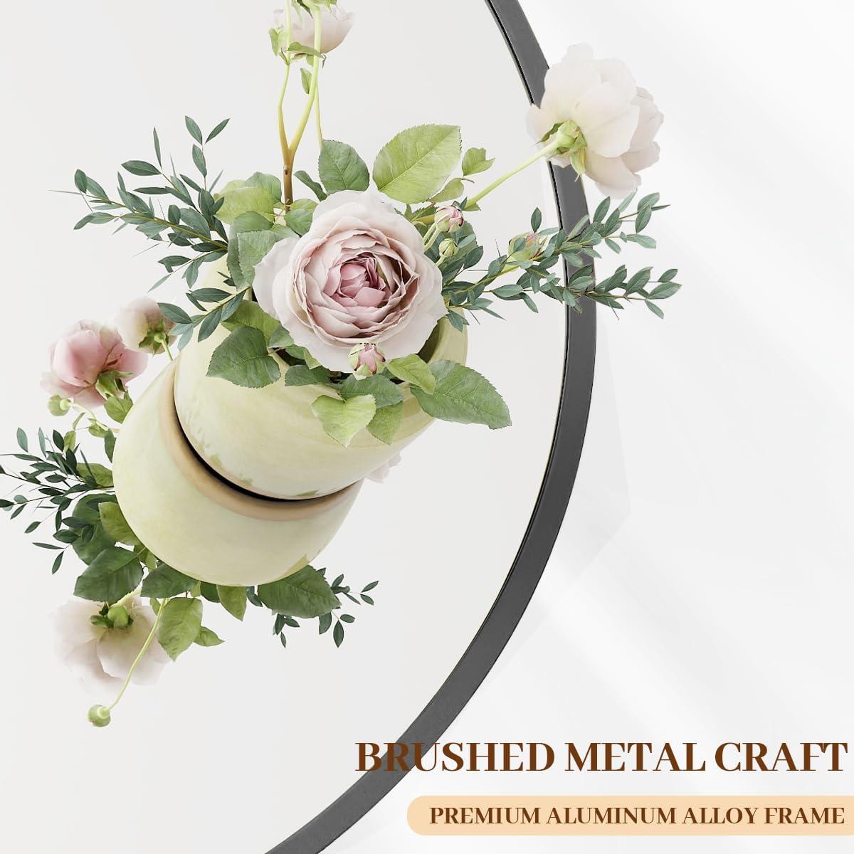 Espejo Redondo 45.72 cm BEAUTYPEAK con Marco de Aluminio Negro