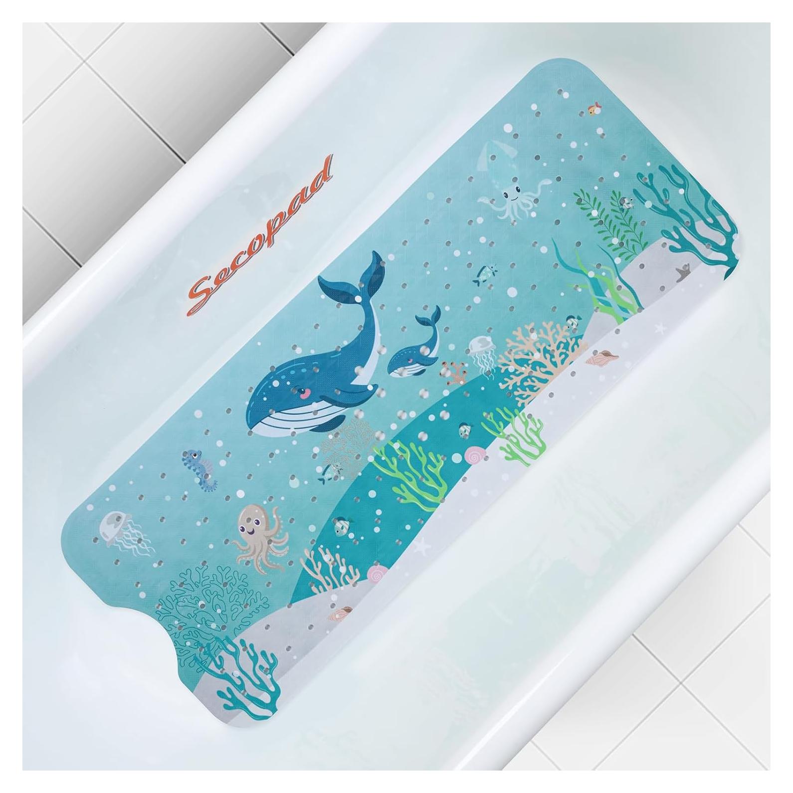 Alfombrilla de baño antideslizante Secopad 101.6x40.6cm Ballenas