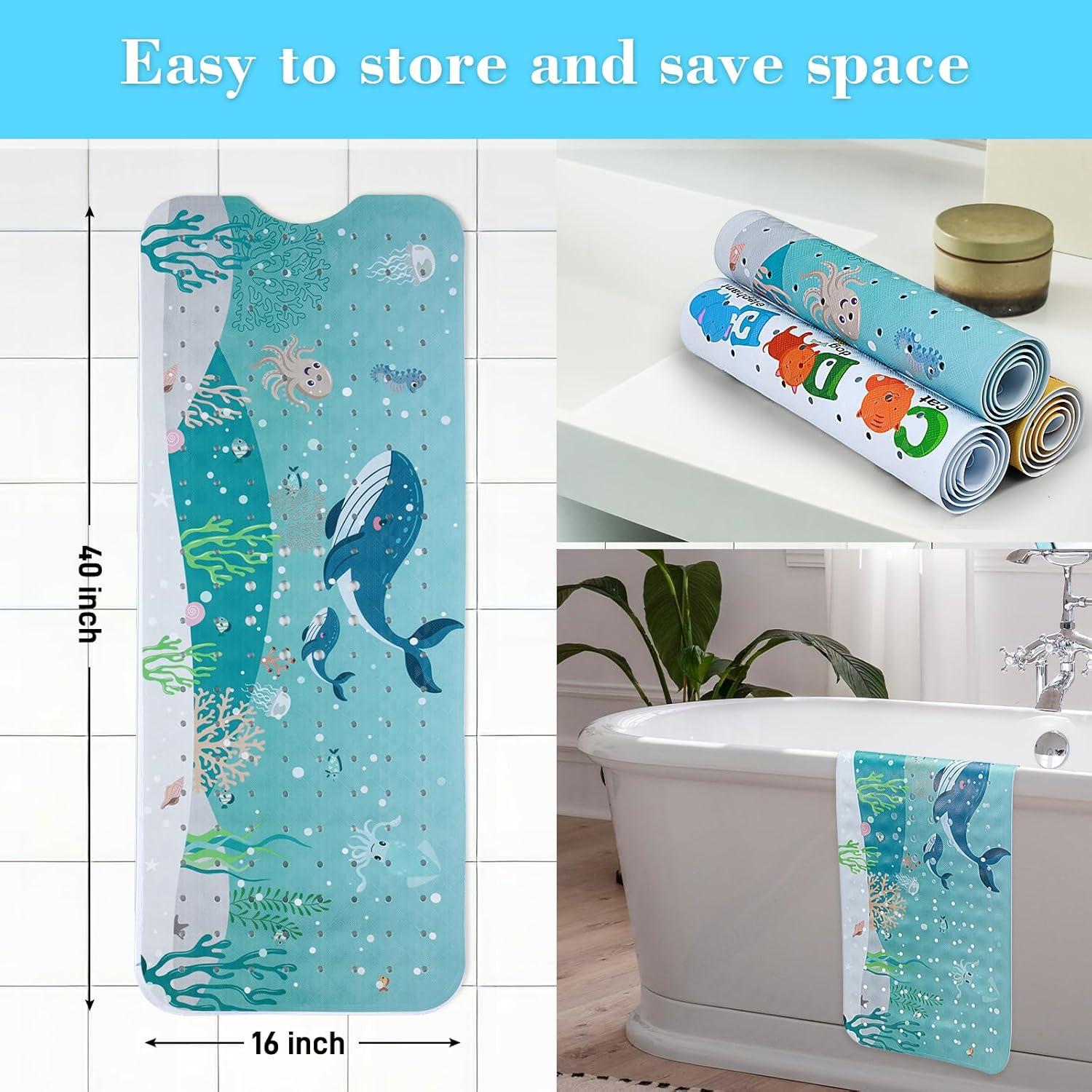 Alfombrilla de baño antideslizante Secopad 101.6x40.6cm Ballenas