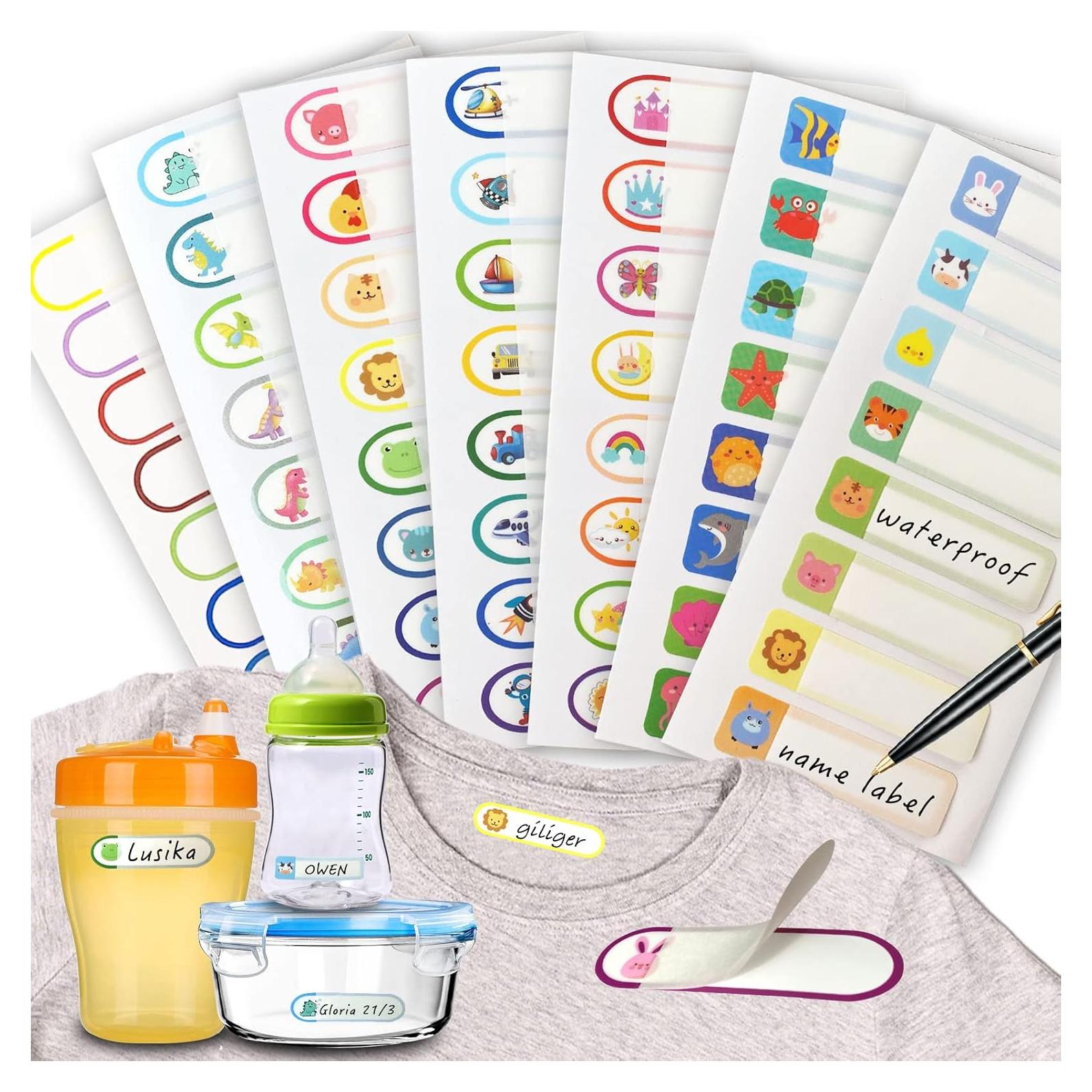 64 Etiquetas de Nombre Impermeables Giliger para Niños