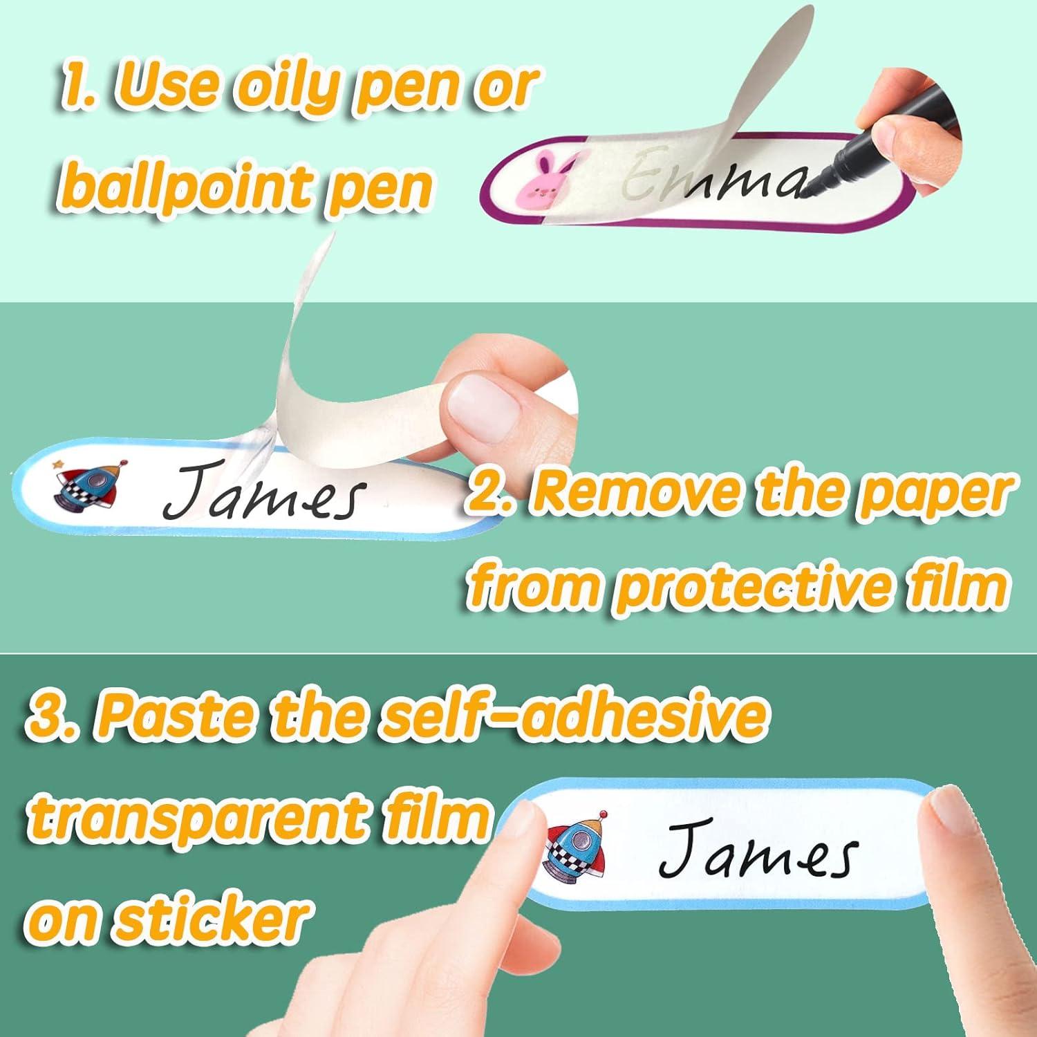 64 Etiquetas de Nombre Impermeables Giliger para Niños