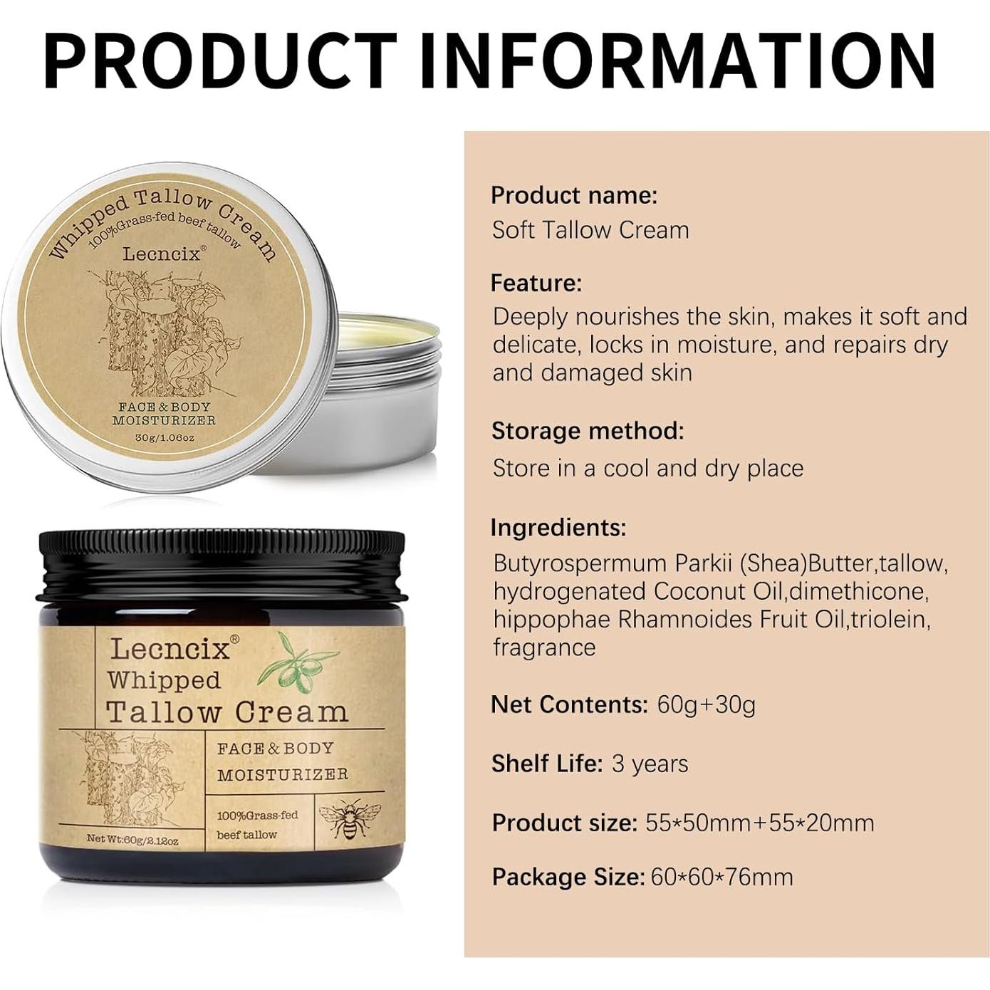 Grasa de Res Hidratante Natural Lecncix Eucalipto 60g + 30g