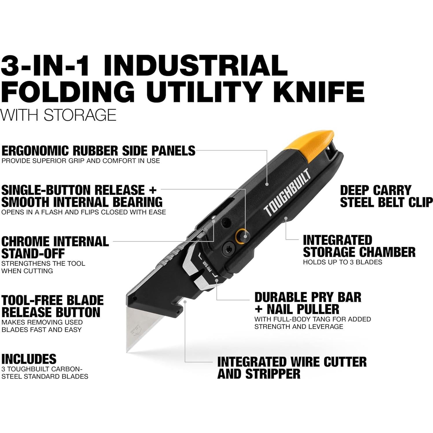 Cuchillo Utility ToughBuilt TB-H4-12-IST con Almacenamiento