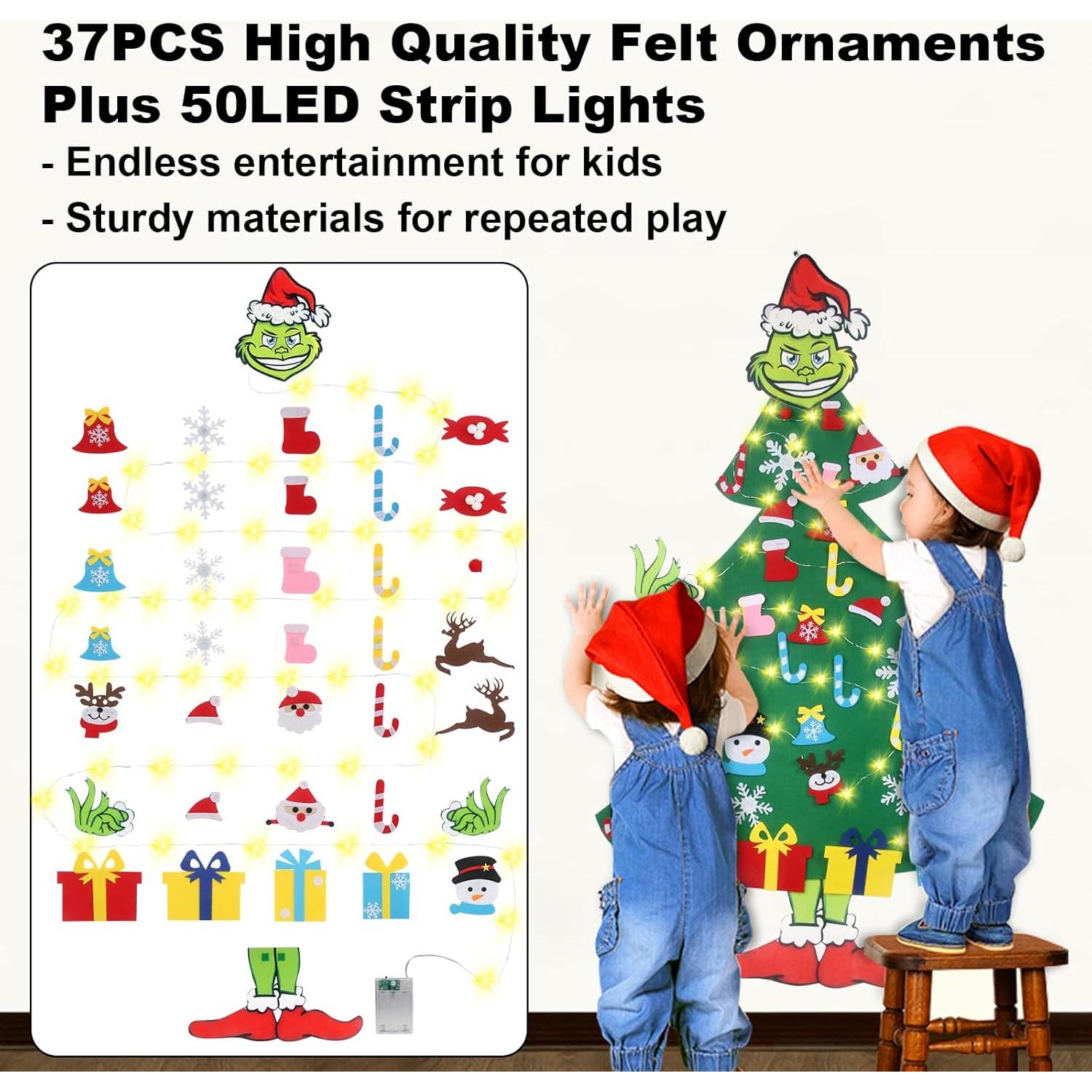 Árbol de Navidad Fieltro GameXcel 1.37m con Luz LED y 37 Adornos