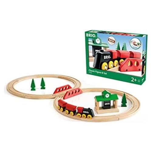 Conjunto de tren clásico BRIO World 22 piezas + expansión 11 piezas