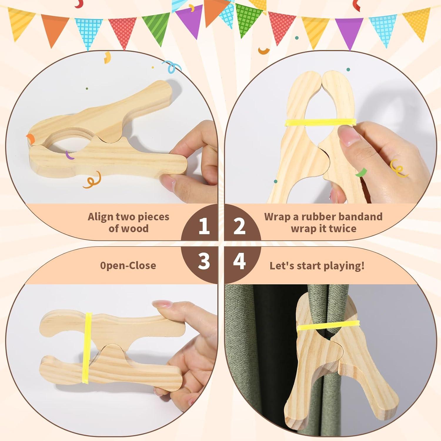 Juego de Clips de Madera HSLCGF 12 Pcs Multicolor para Niños