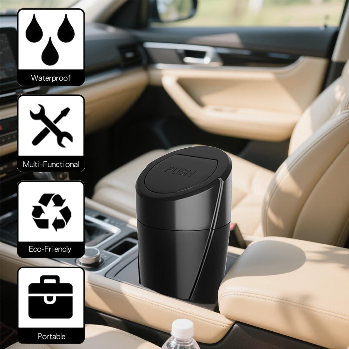 Basurero de Auto Zpana con Tapa y 30 Bolsas - 1.2L Negro