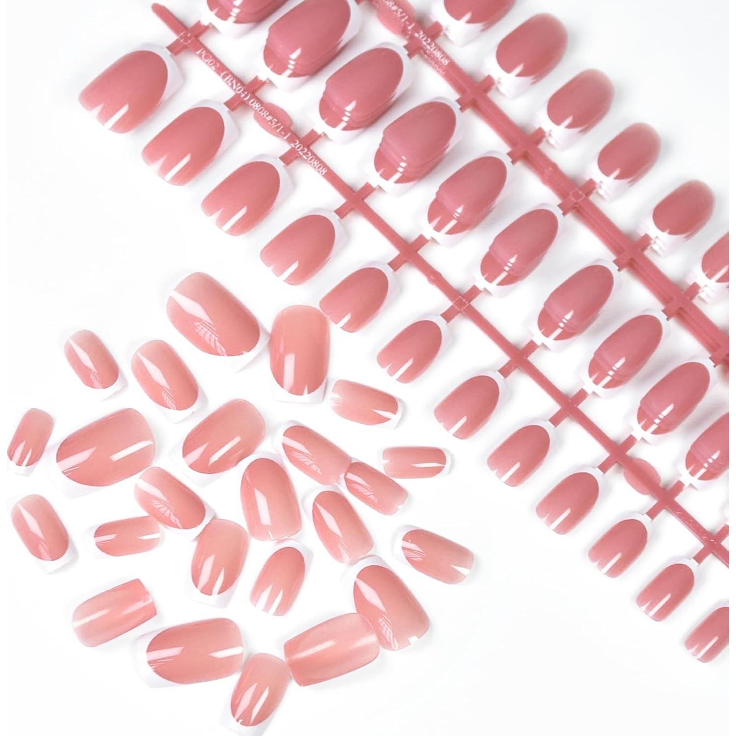 Kit de Uñas Acrílicas Falsas IKISKT 120 Piezas Rosa Francés