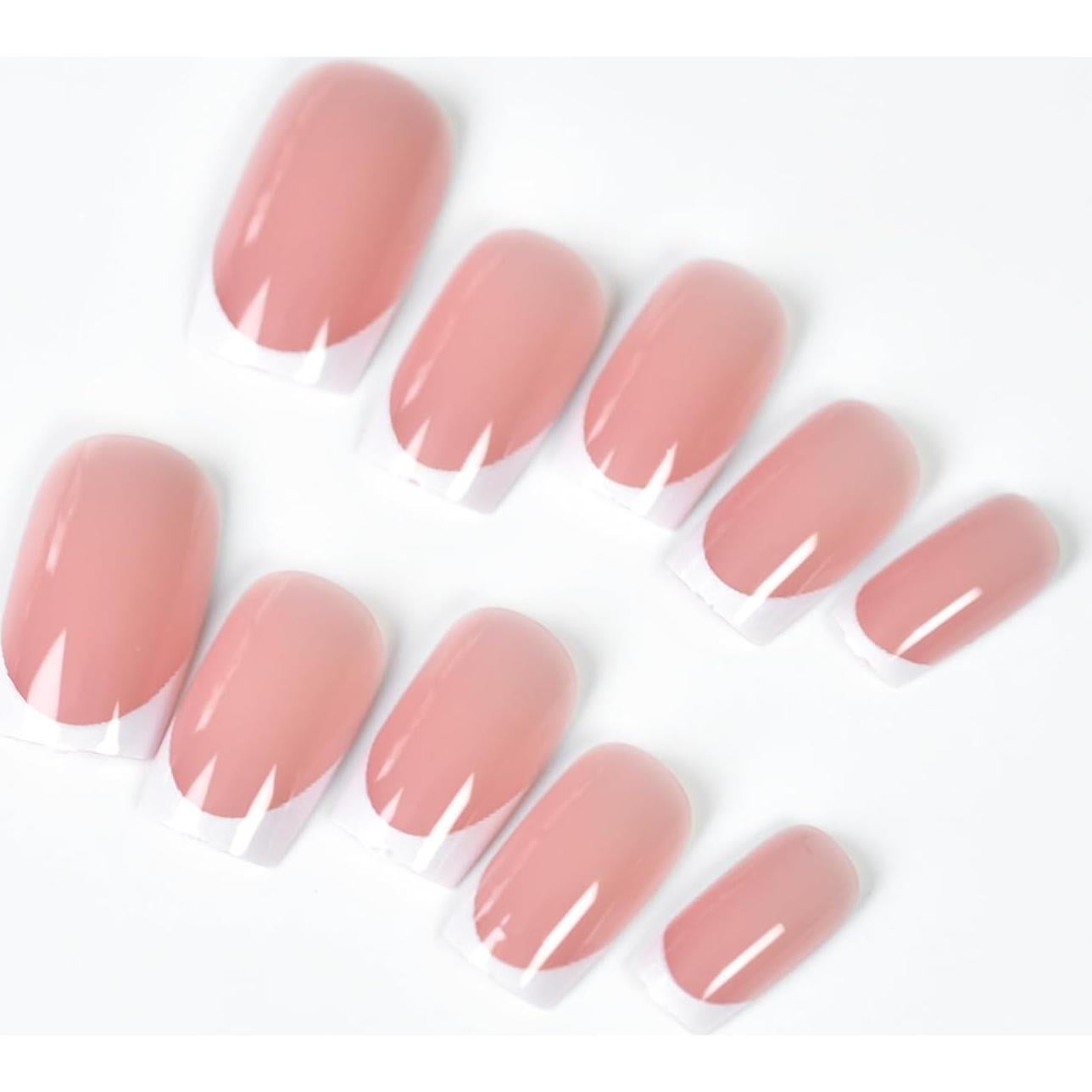 Kit de Uñas Acrílicas Falsas IKISKT 120 Piezas Rosa Francés