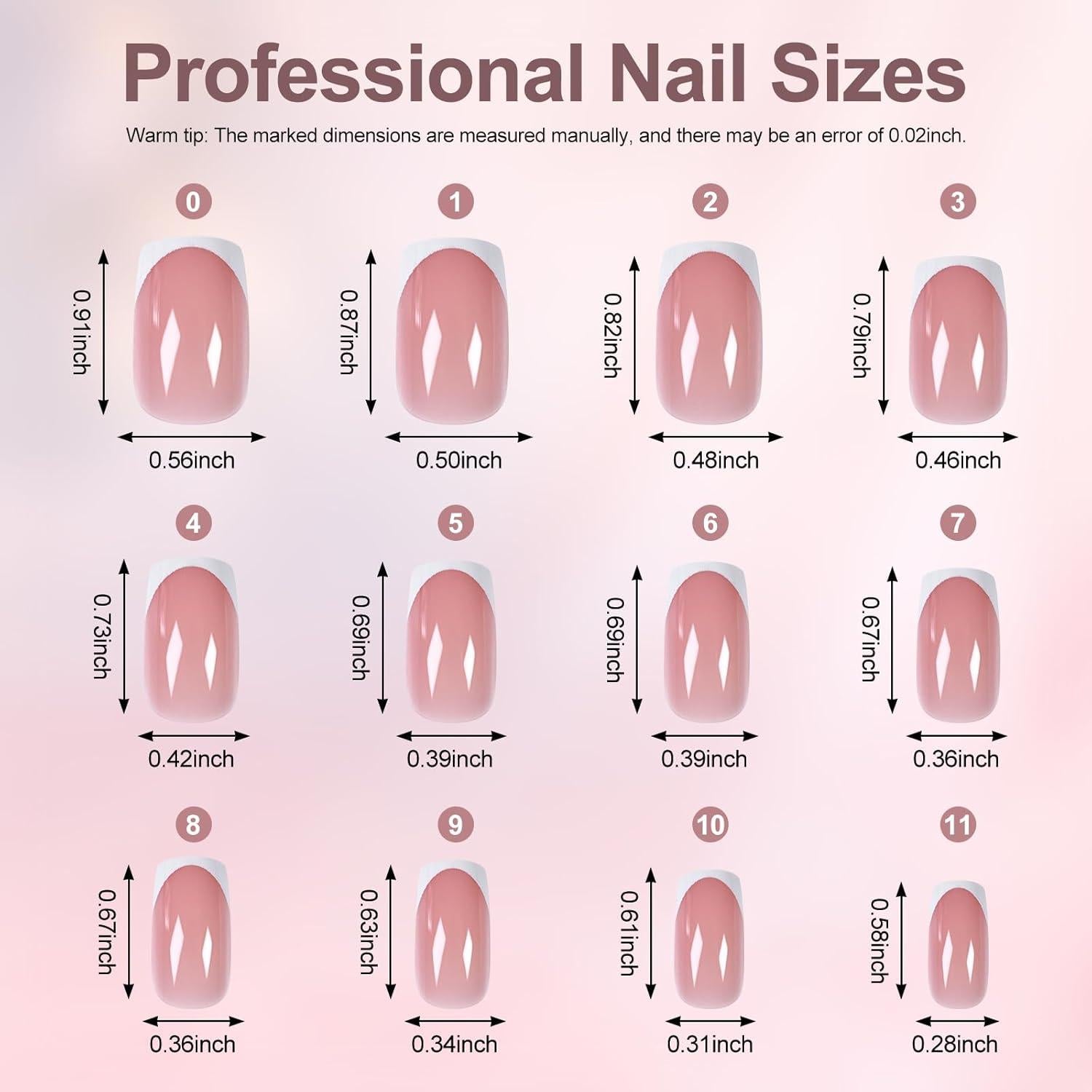 Kit de Uñas Acrílicas Falsas IKISKT 120 Piezas Rosa Francés