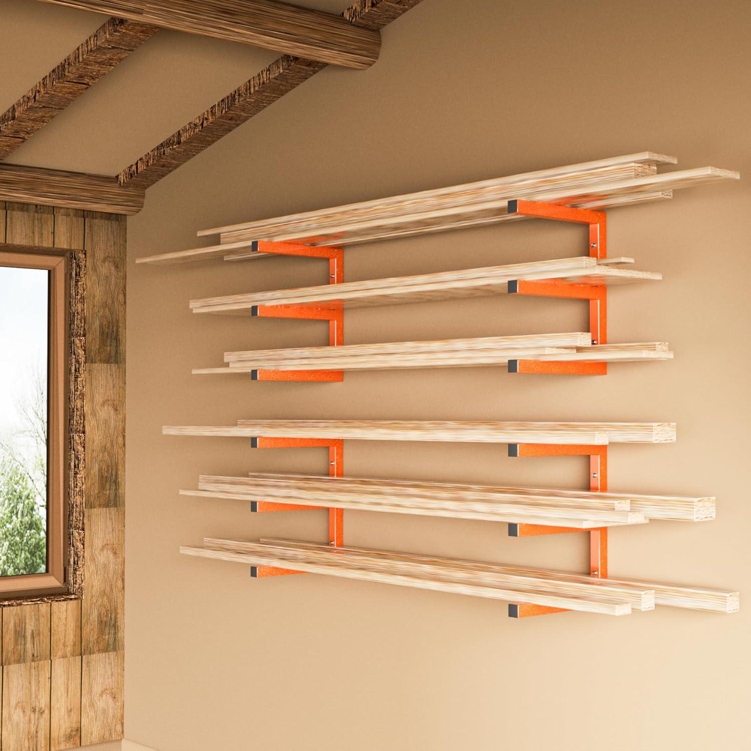 Estante de Madera YYR Montado en Pared 6 Niveles Naranja 544 kg