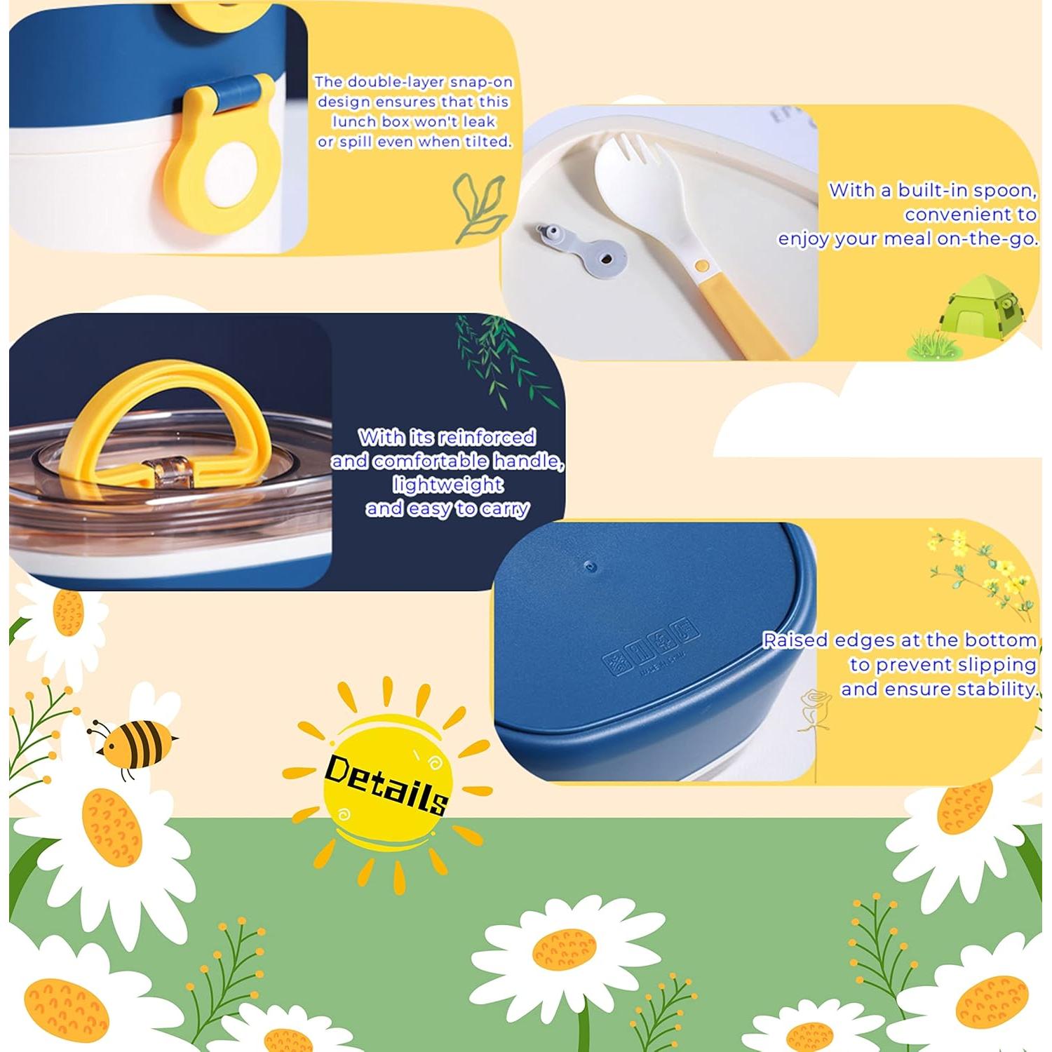 Caja Bento Kawaii 1.2L Paidideng con Utensilios y Bolsa Azul