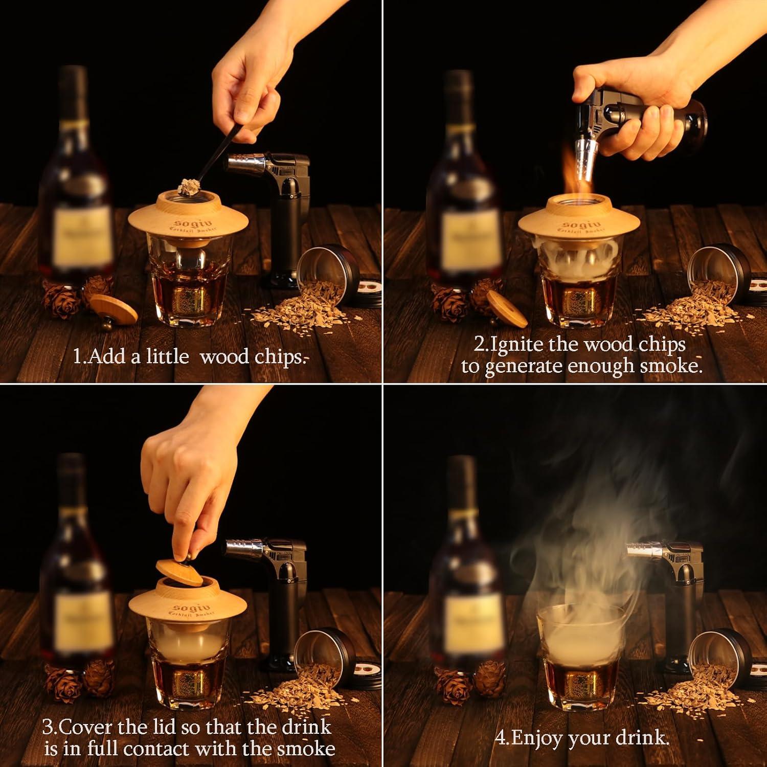 Kit de Ahumador de Cócteles Sogiv con Antorcha y 4 Sabores