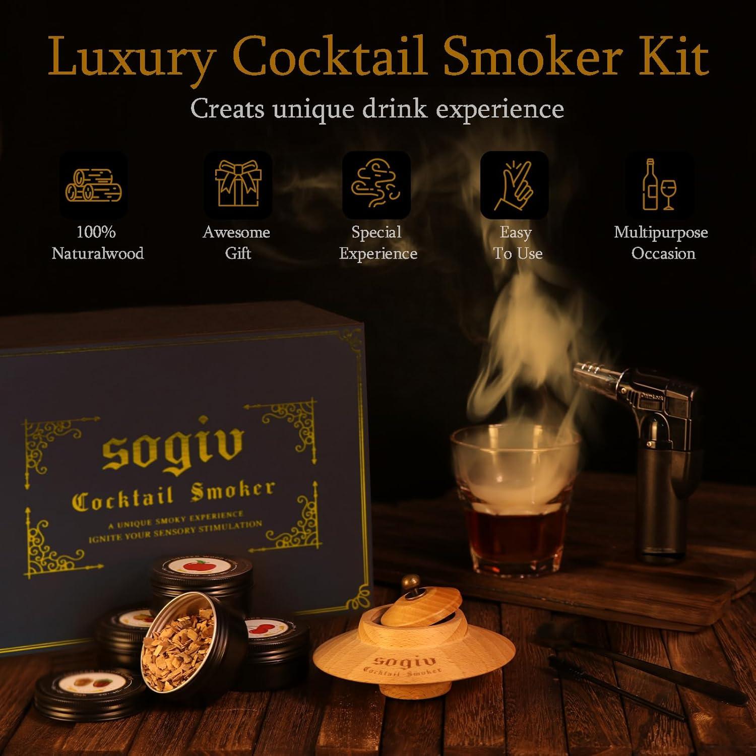 Kit de Ahumador de Cócteles Sogiv con Antorcha y 4 Sabores