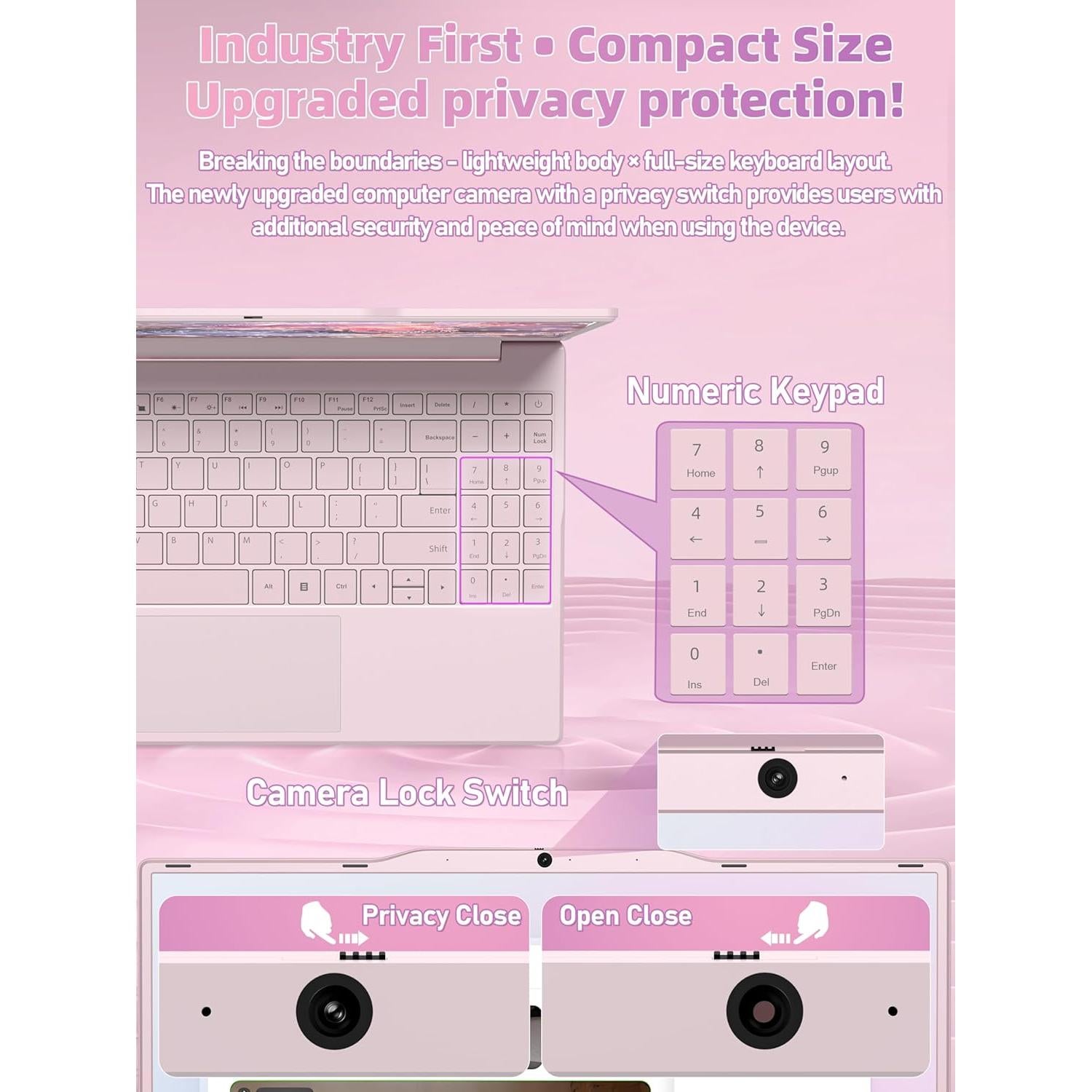 Laptop 14" Nmybwo Rosa, Celeron N5095, 8GB RAM, 256GB SSD