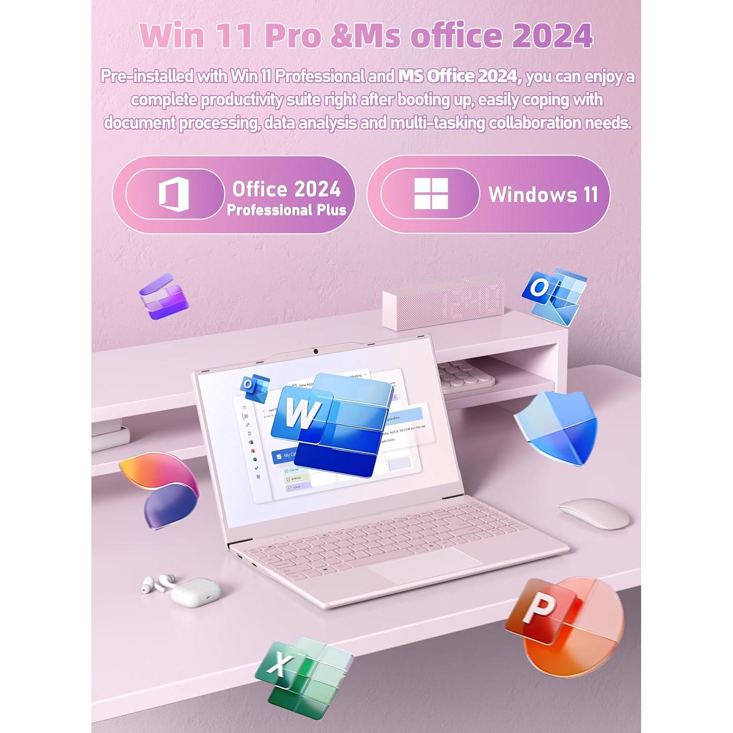 Laptop 14" Nmybwo Rosa, Celeron N5095, 8GB RAM, 256GB SSD