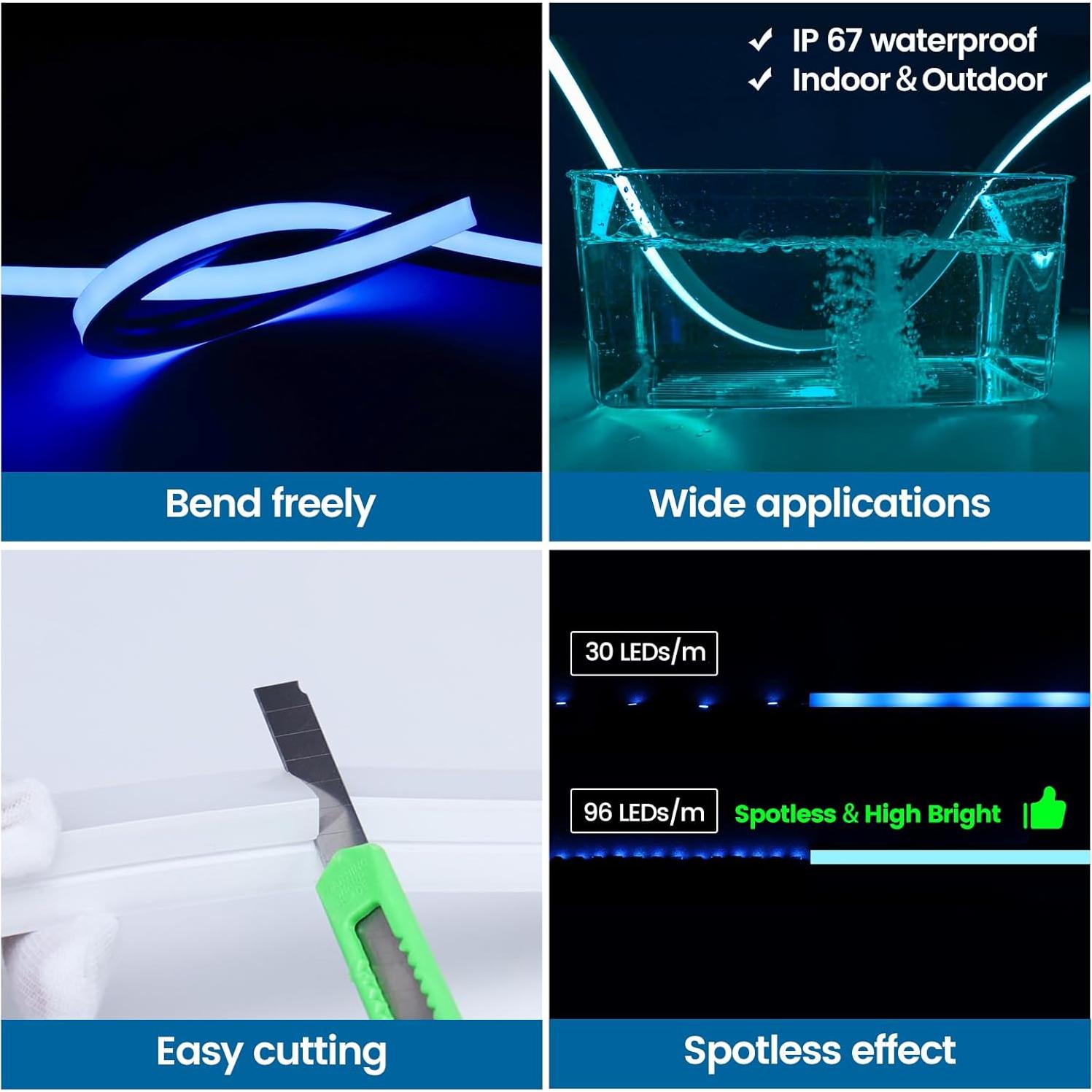 Canal LED de Silicona Muzata USC4 5M IP67 Flexible Sin Manchas