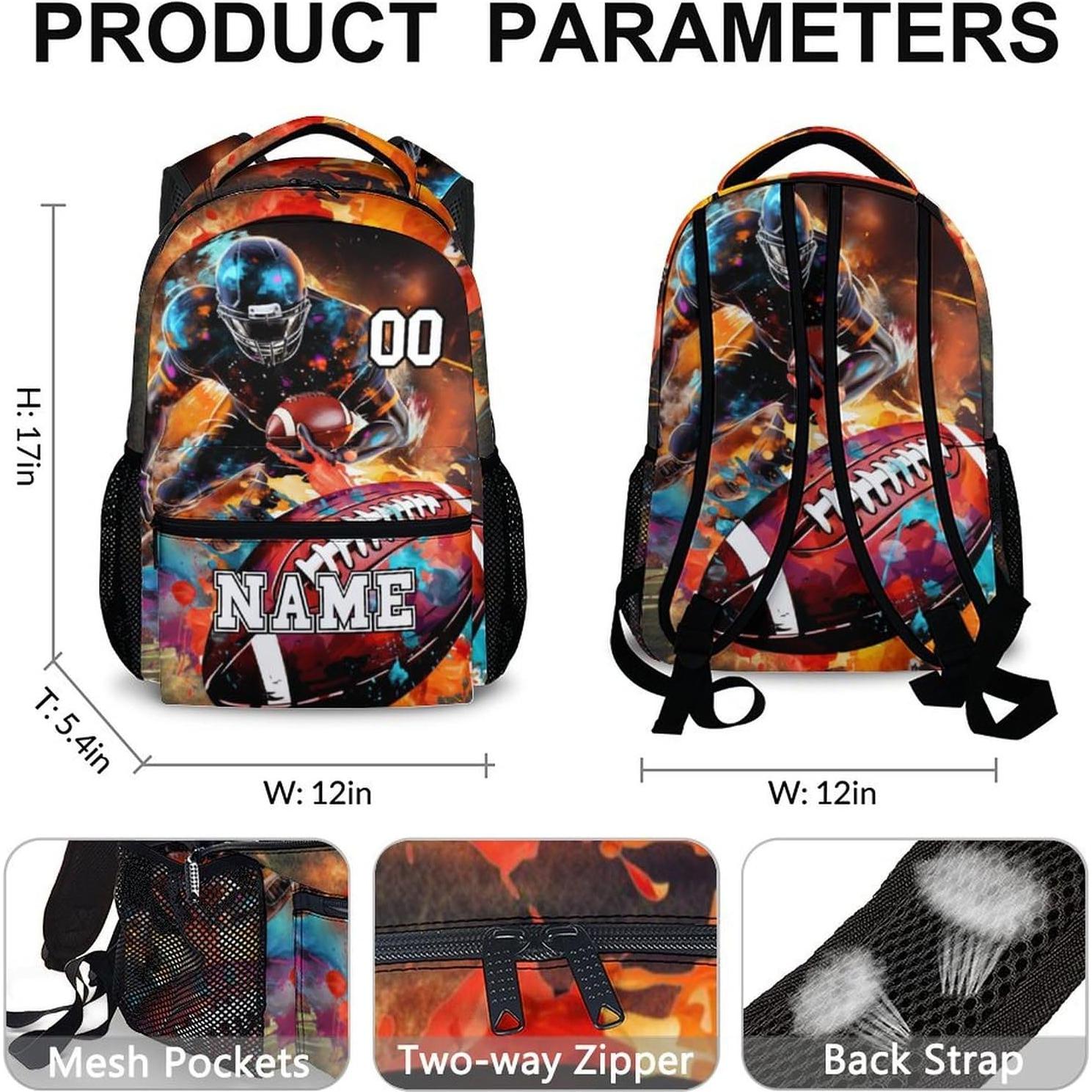 Mochila Escolar Personalizada Fútbol Homexzdiy 17 Pulgadas