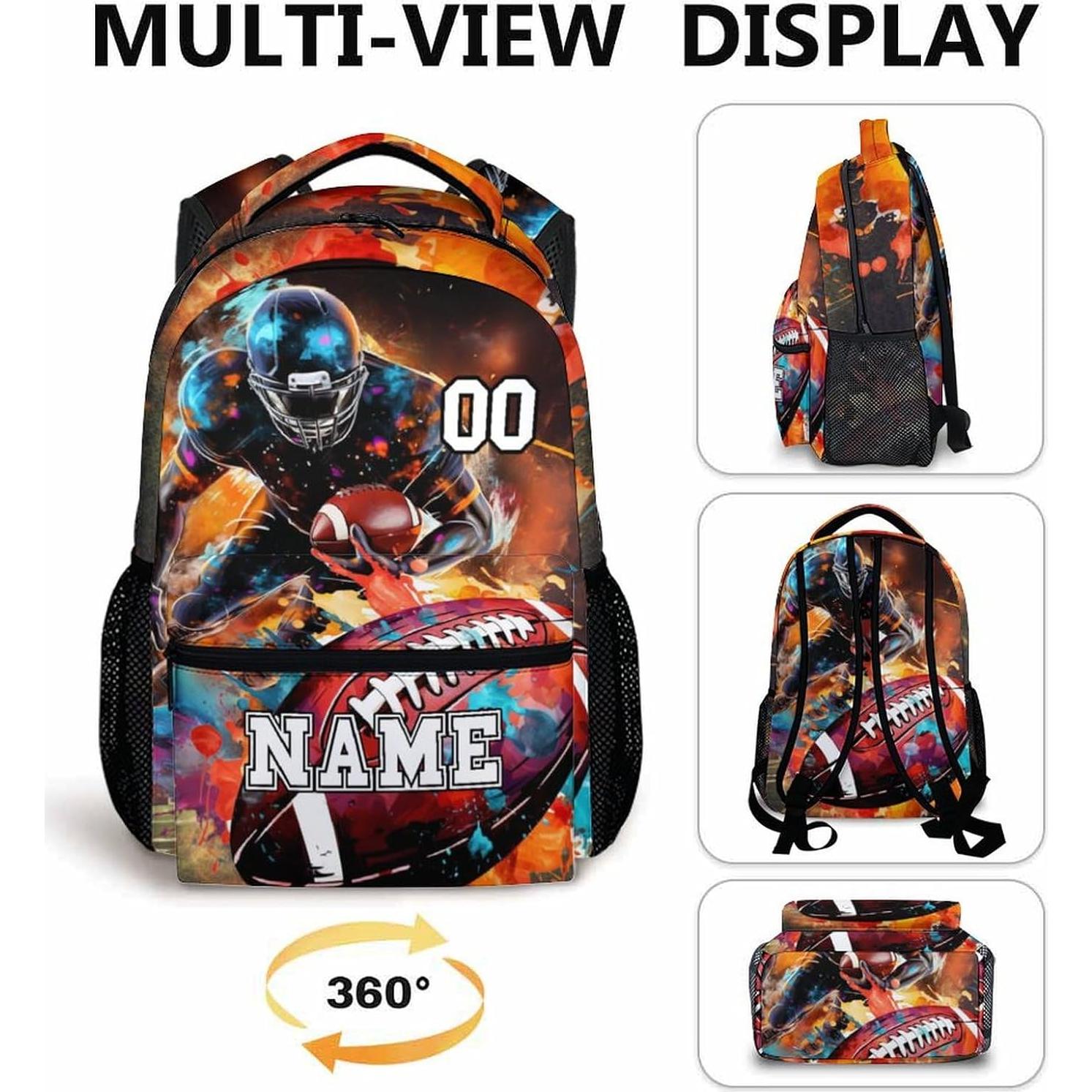 Mochila Escolar Personalizada Fútbol Homexzdiy 17 Pulgadas