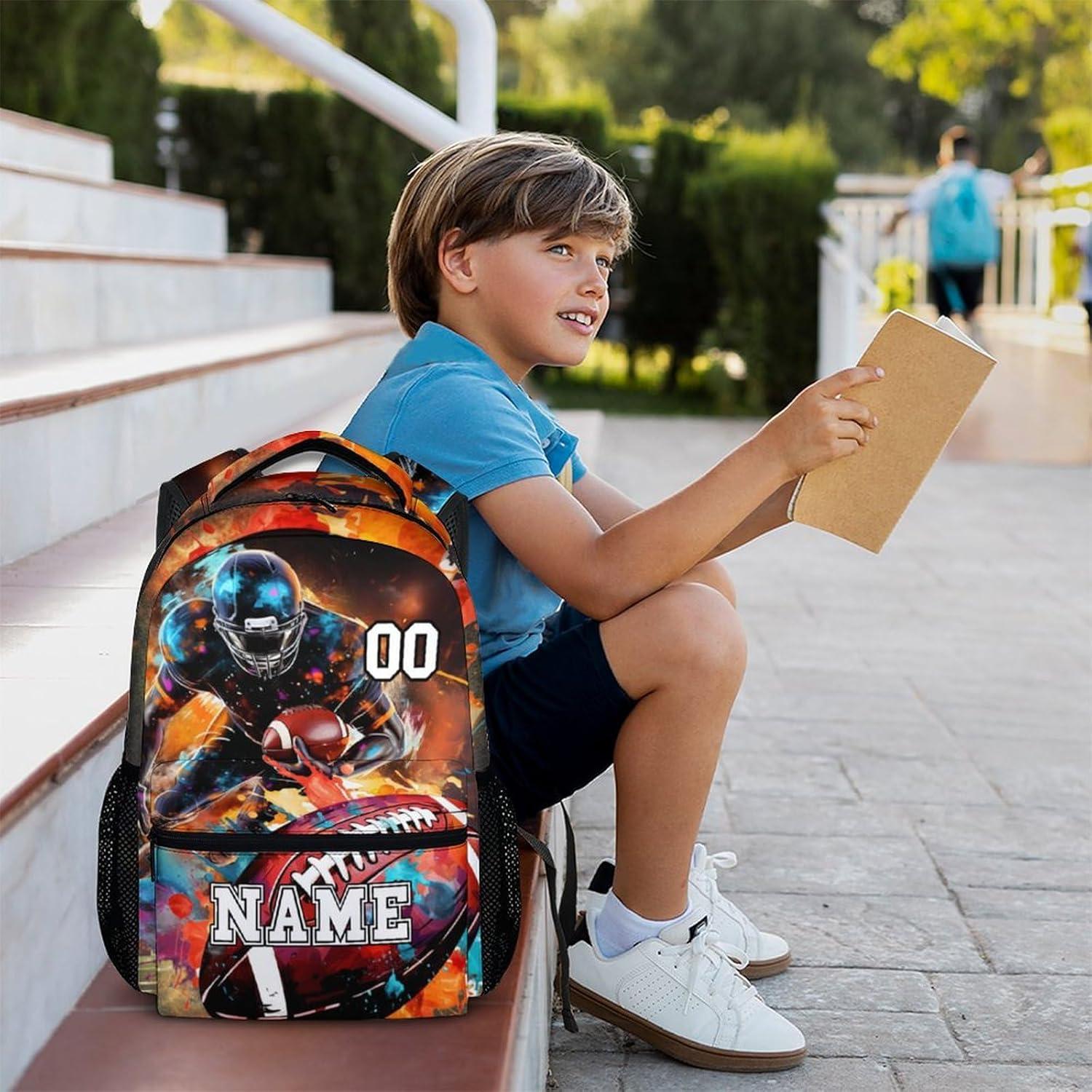 Mochila Escolar Personalizada Fútbol Homexzdiy 17 Pulgadas