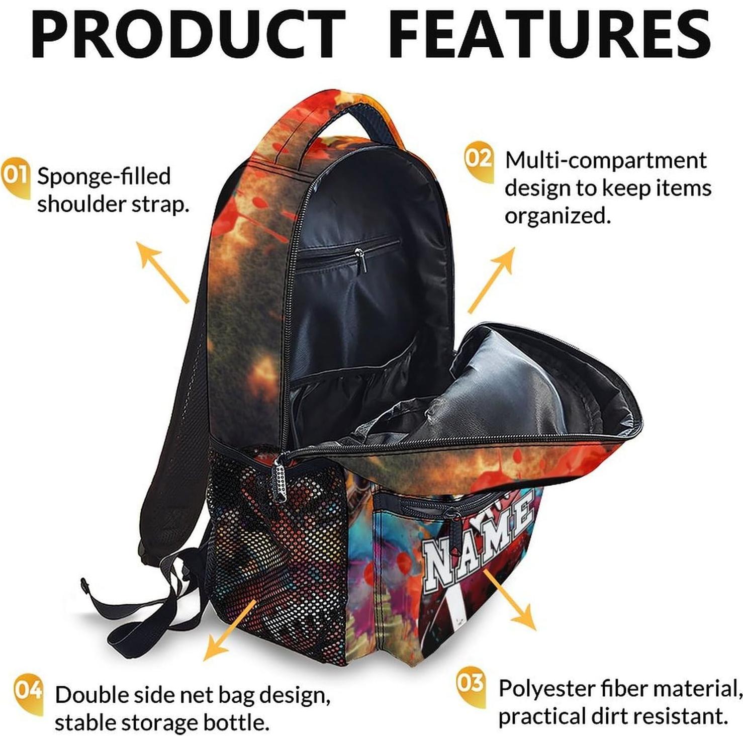 Mochila Escolar Personalizada Fútbol Homexzdiy 17 Pulgadas