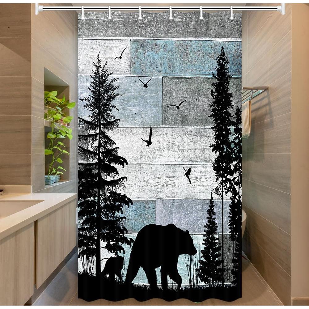 Cortina de Ducha MERCHR 91x183 cm Rústica con Ganchos