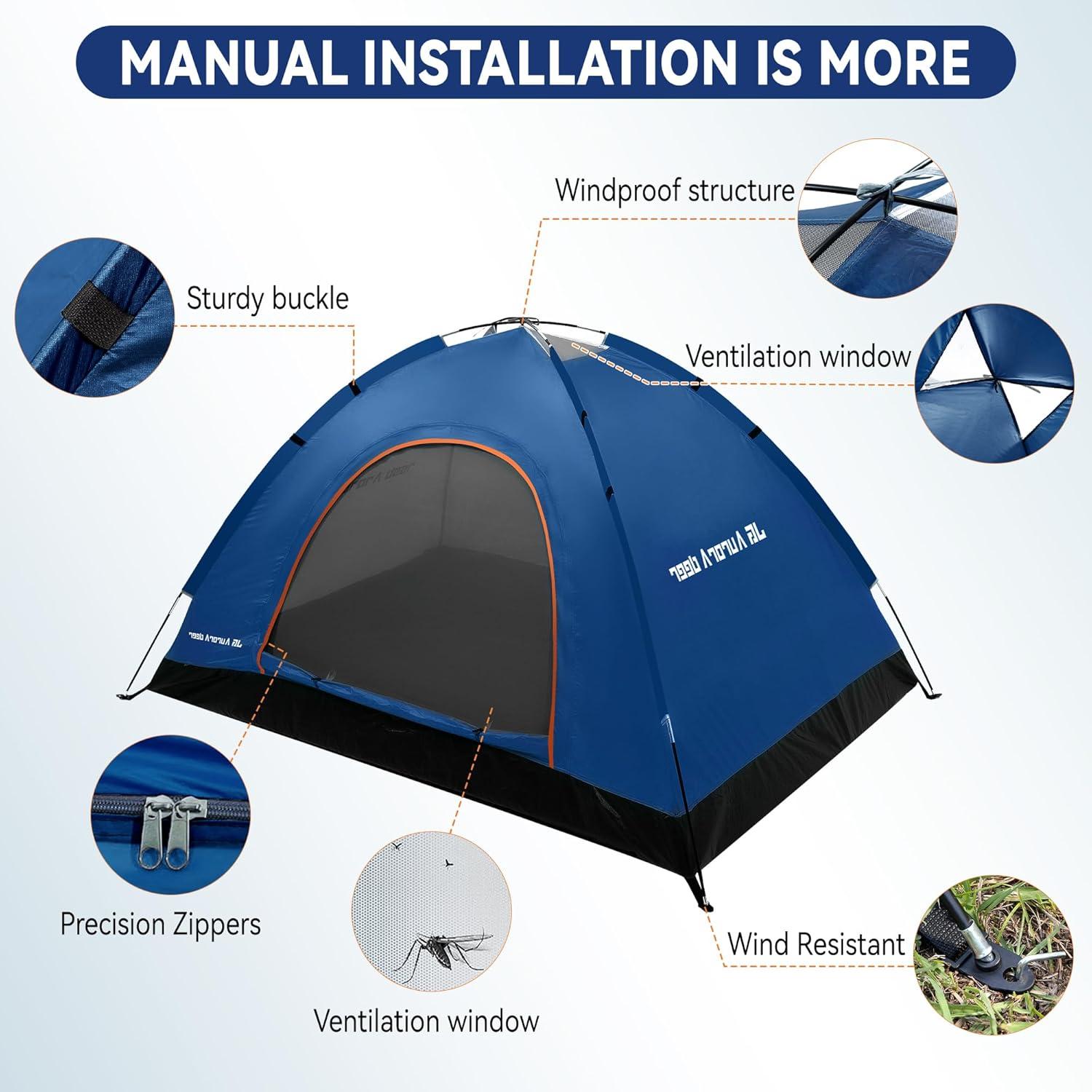 Carpa para 2 Personas JG AURORA DEER Azul Marino Impermeable