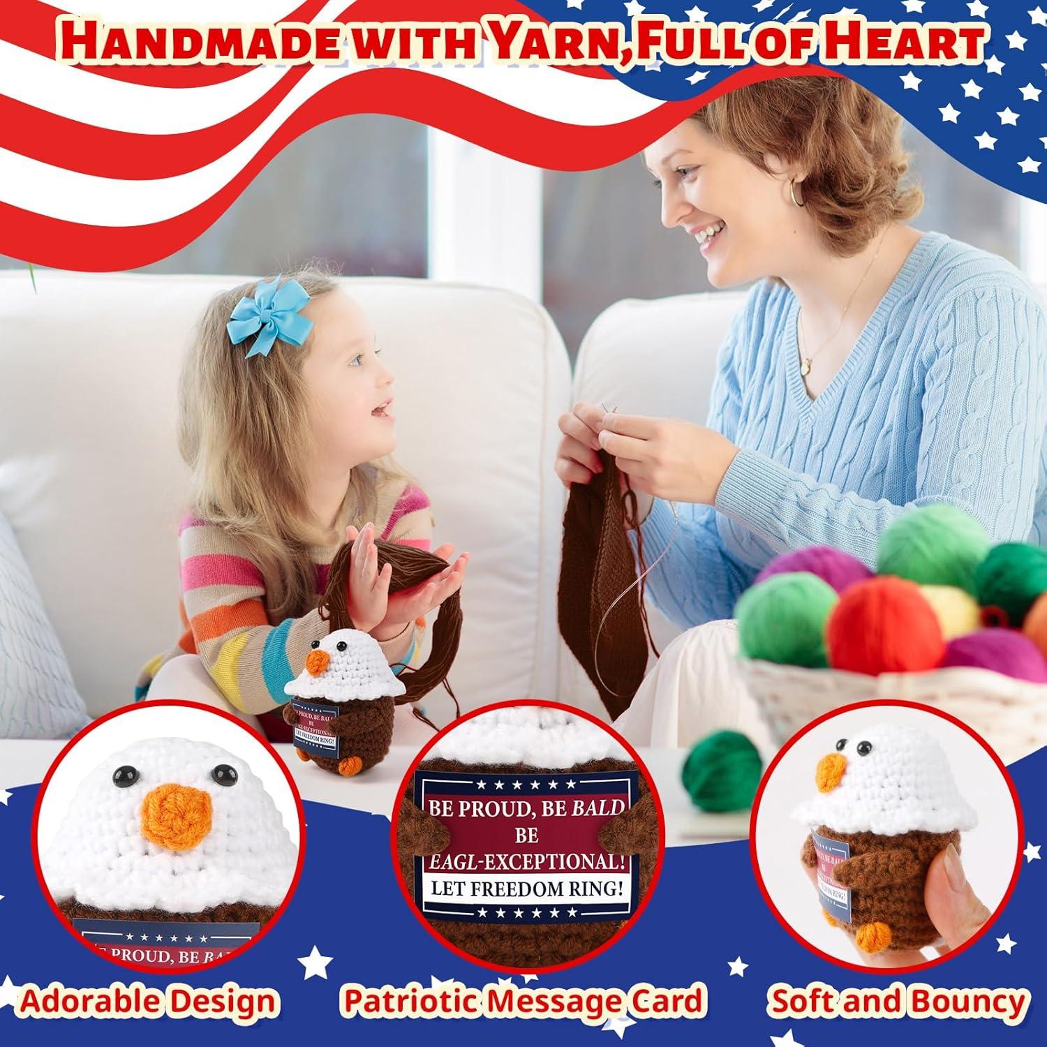 Águila Calva de Ganchillo JULEASEL Decoración Patriótica 4 de Julio