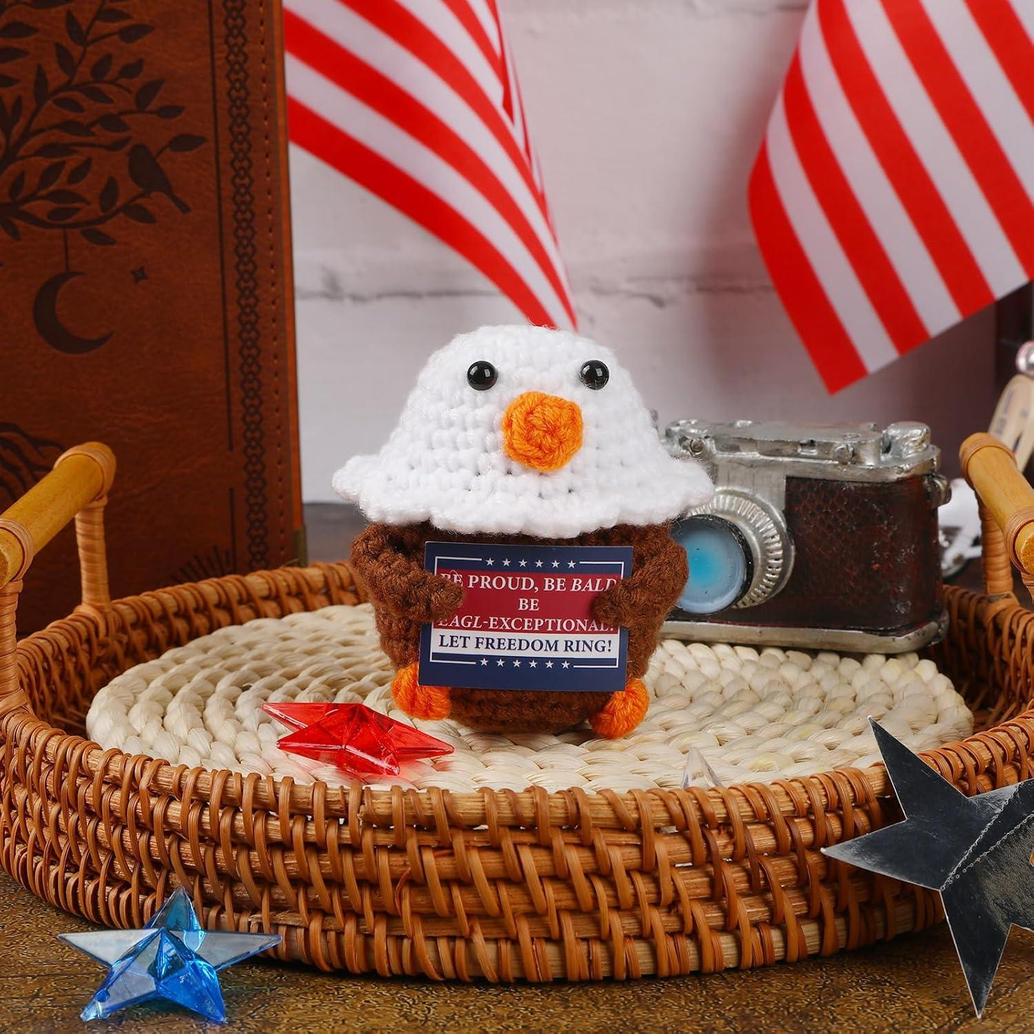 Águila Calva de Ganchillo JULEASEL Decoración Patriótica 4 de Julio