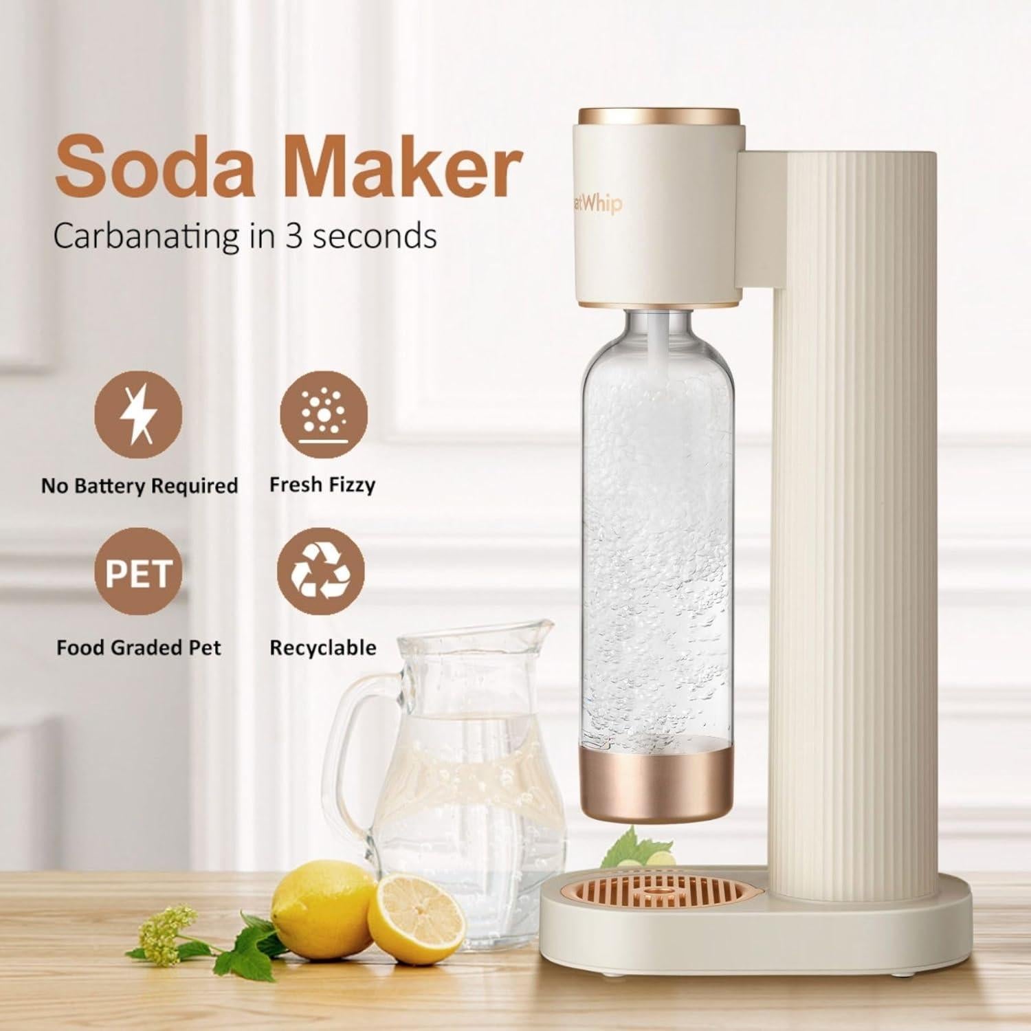 Máquina de Soda GreatWhip 1L Carbonatación Manual Negra