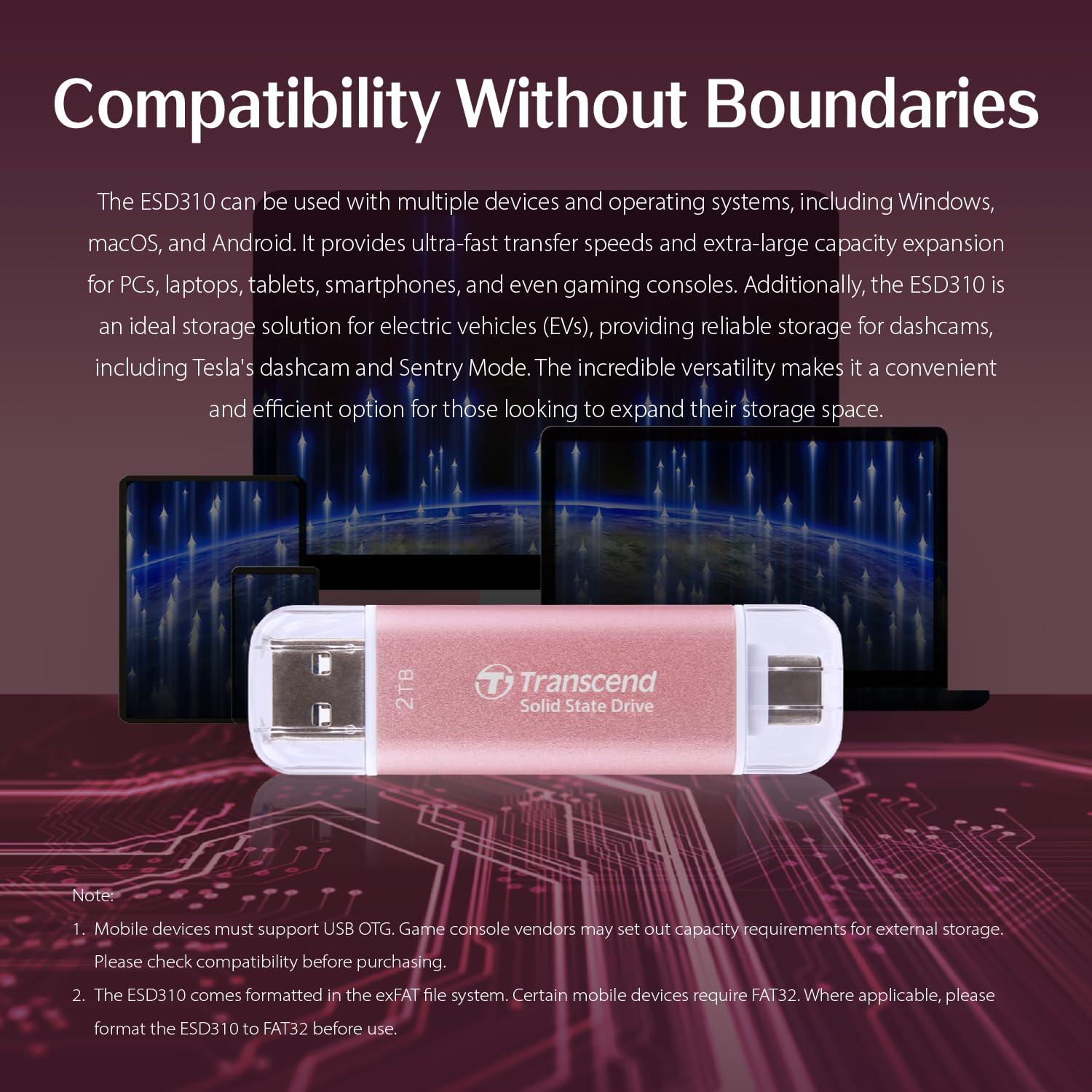 SSD Externo Transcend 512GB USB 3.2 Doble Tipo C y A