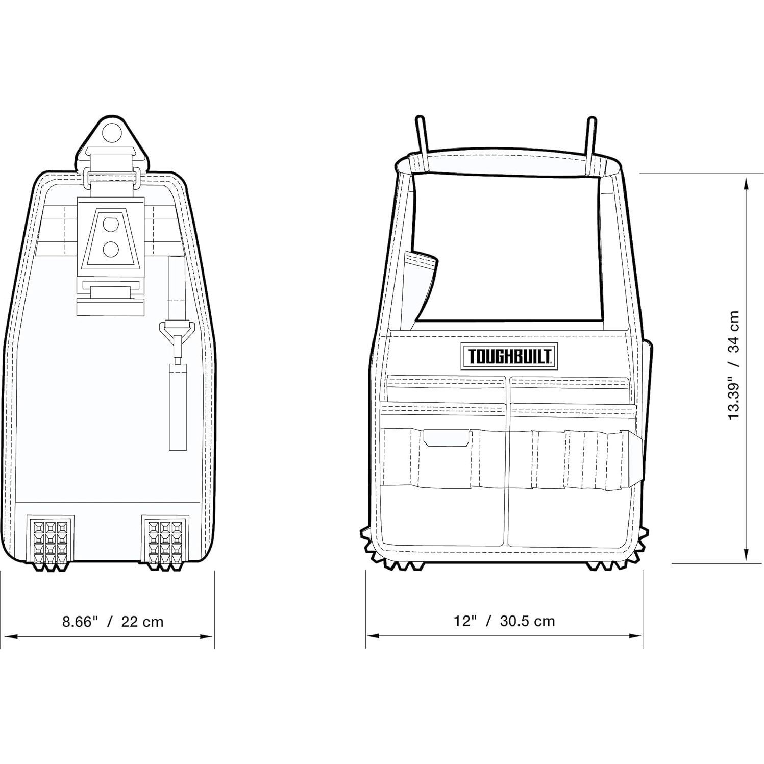 Bolsa Tote ToughBuilt 20.32 cm con ClipTech 31 Bolsillos