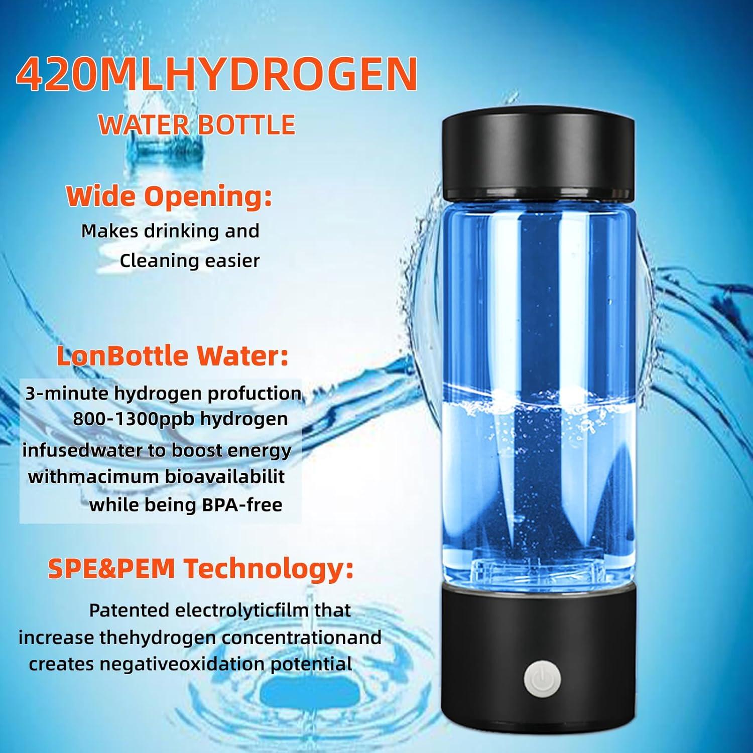 Botella de Agua de Hidrógeno Fuhouk 3 en 1 Vidrio 0.45kg