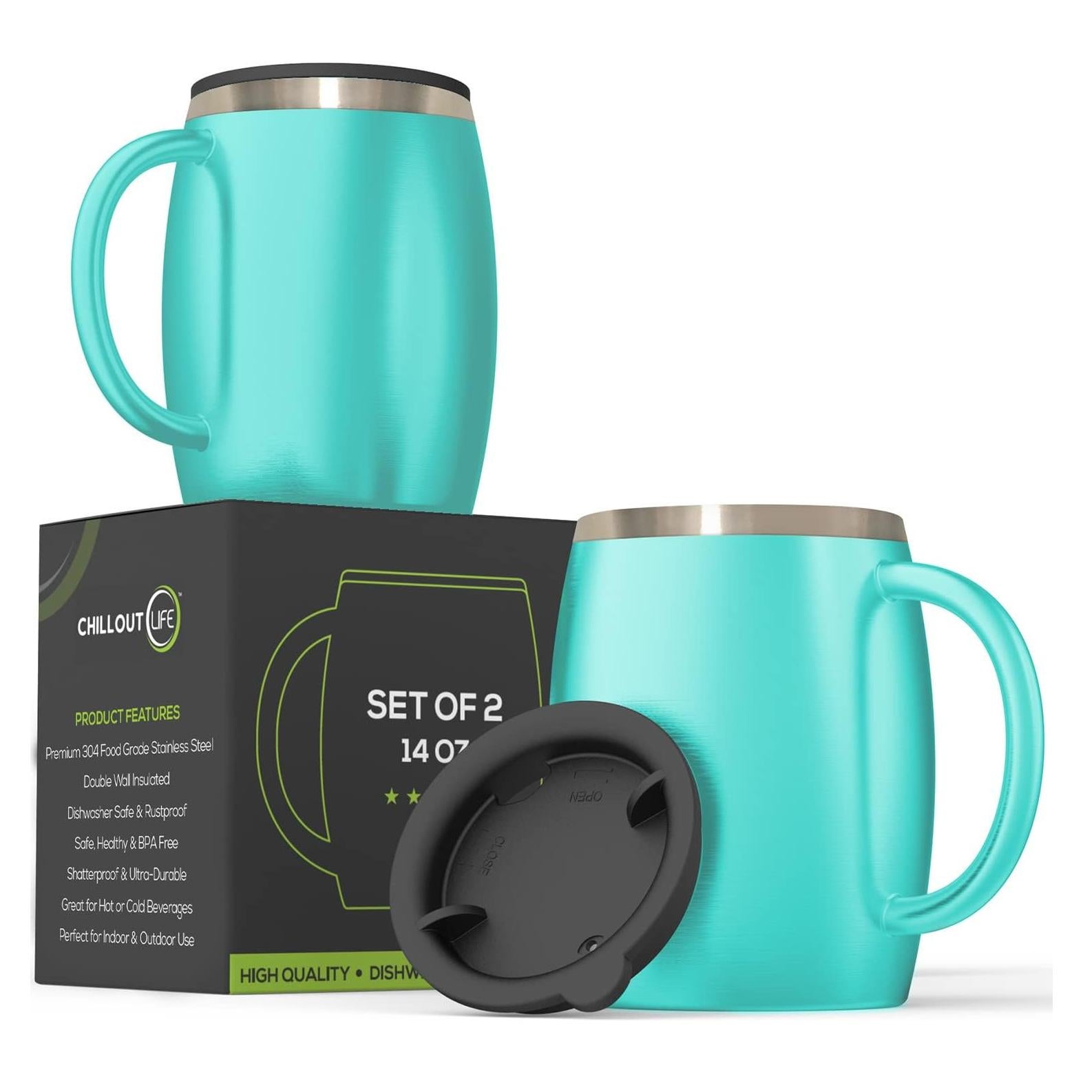 Juego de 2 Tazas de Café Aisladas CHILLOUT LIFE 396g Azul Aqua