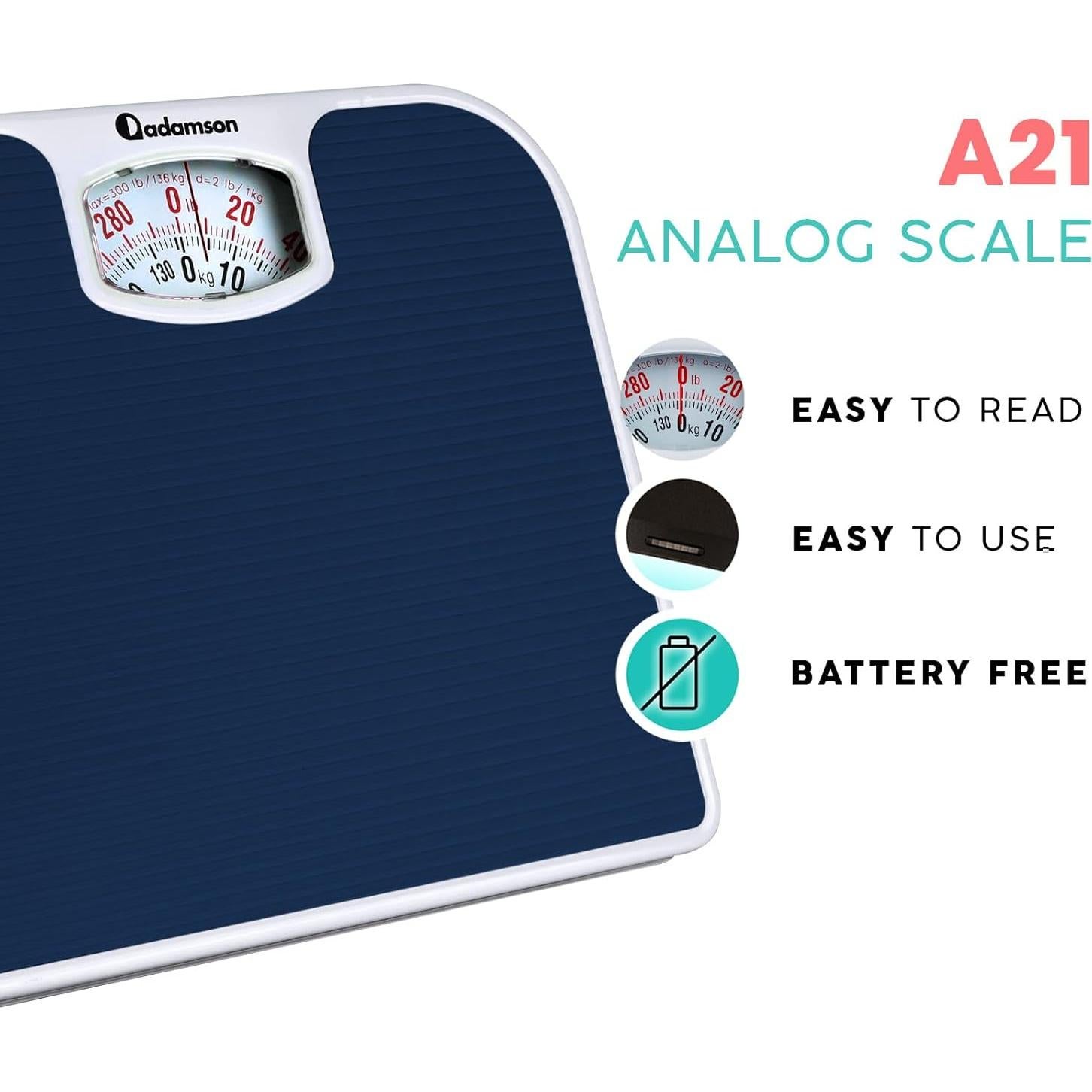 Báscula Analógica Adamson A21 - Hasta 136 KG - Antideslizante