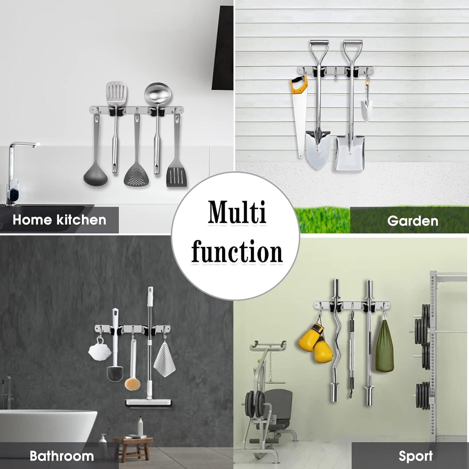 Soporte de Escoba y Trapeador AceMining 2 Soportes 3 Ganchos