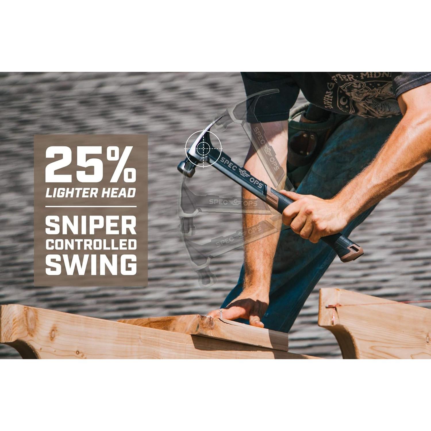 Martillo de Enmarcar Spec Ops 22 oz, Cara Fresada, Negro/Tan