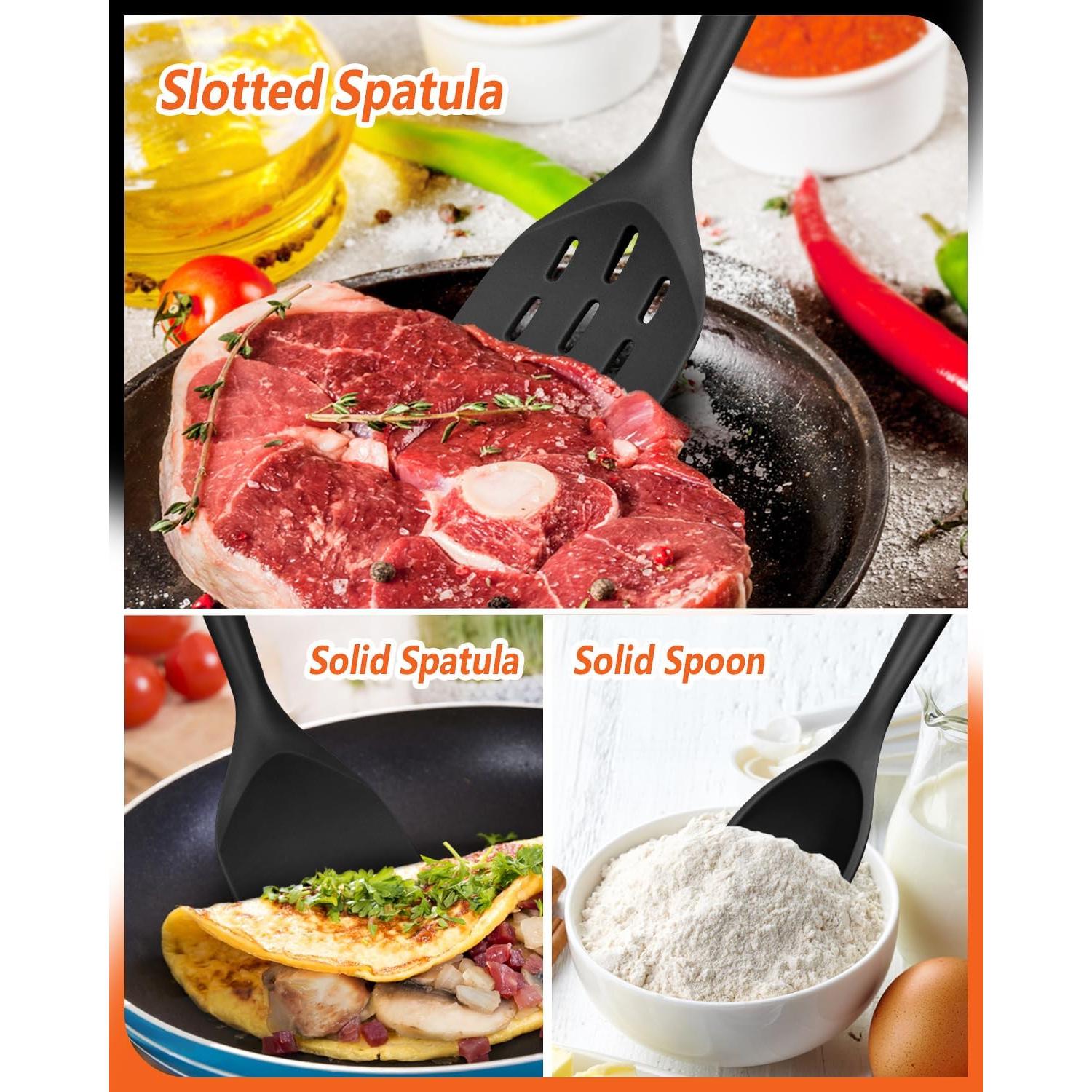 Set de 3 Espátulas de Silicona Badiano Antiadherentes Negro