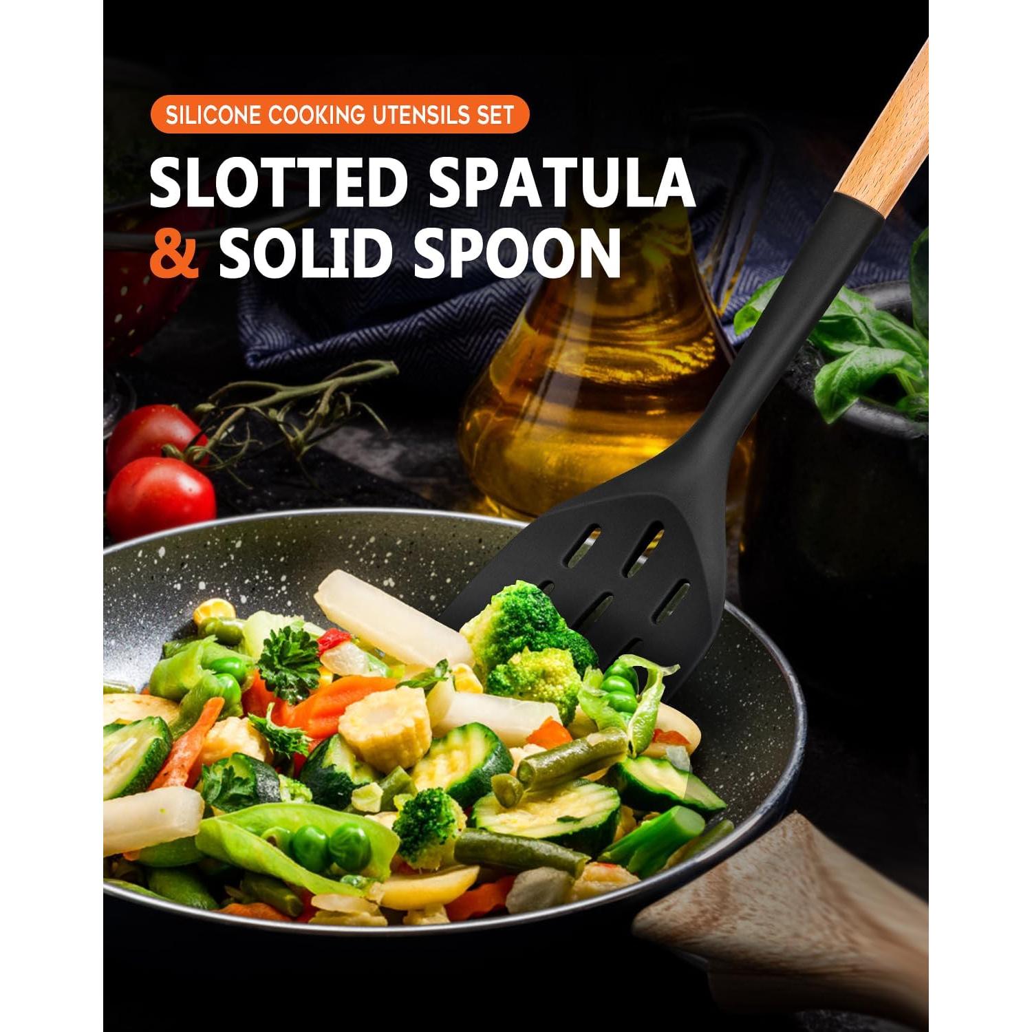 Set de 3 Espátulas de Silicona Badiano Antiadherentes Negro