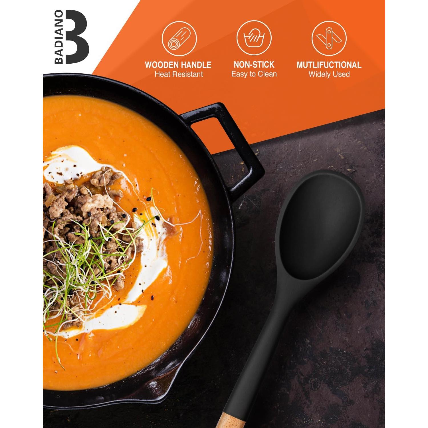 Set de 3 Espátulas de Silicona Badiano Antiadherentes Negro