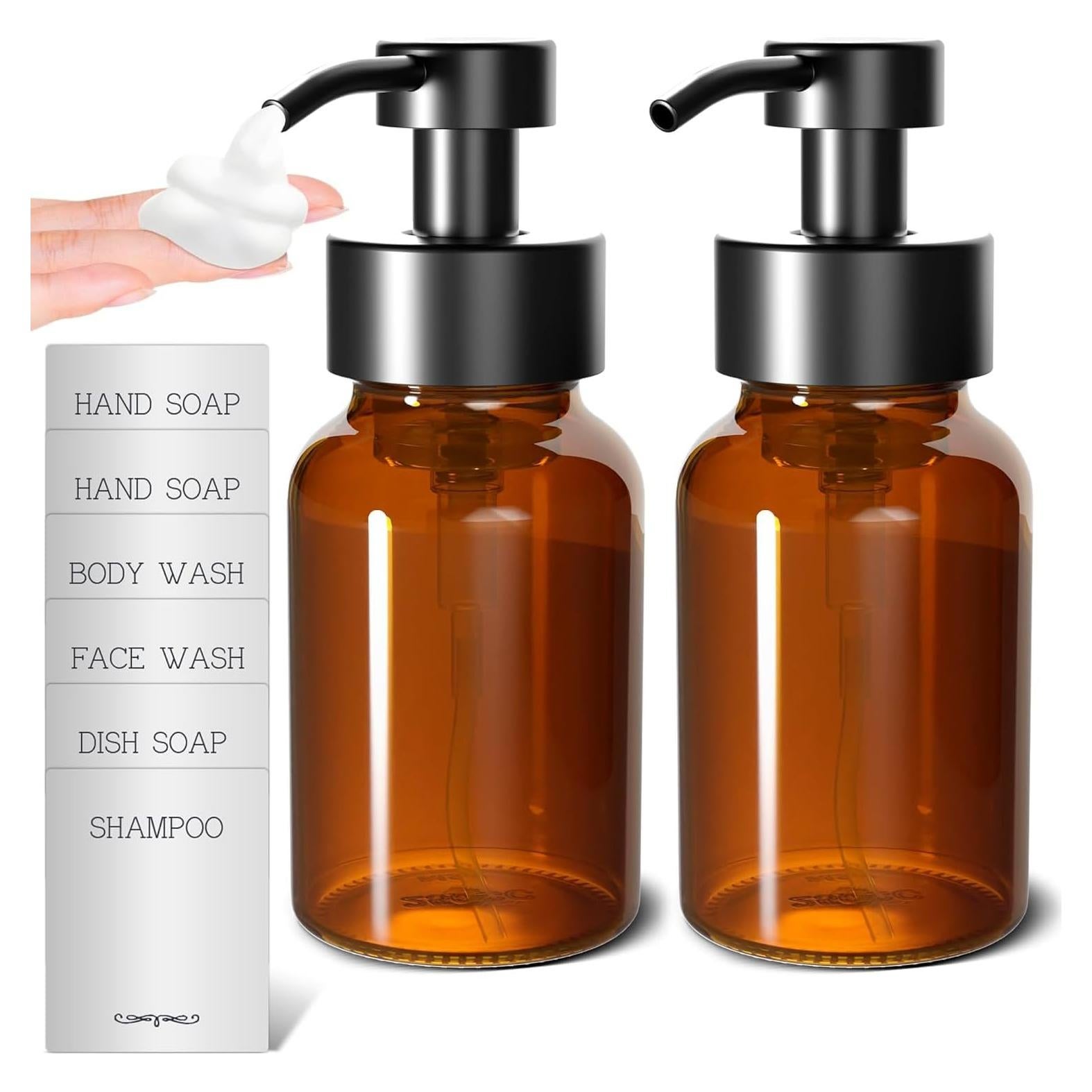 Dispensador de Jabón Espumoso BURIUS Vidrio Ámbar 251 ml 2 Pcs