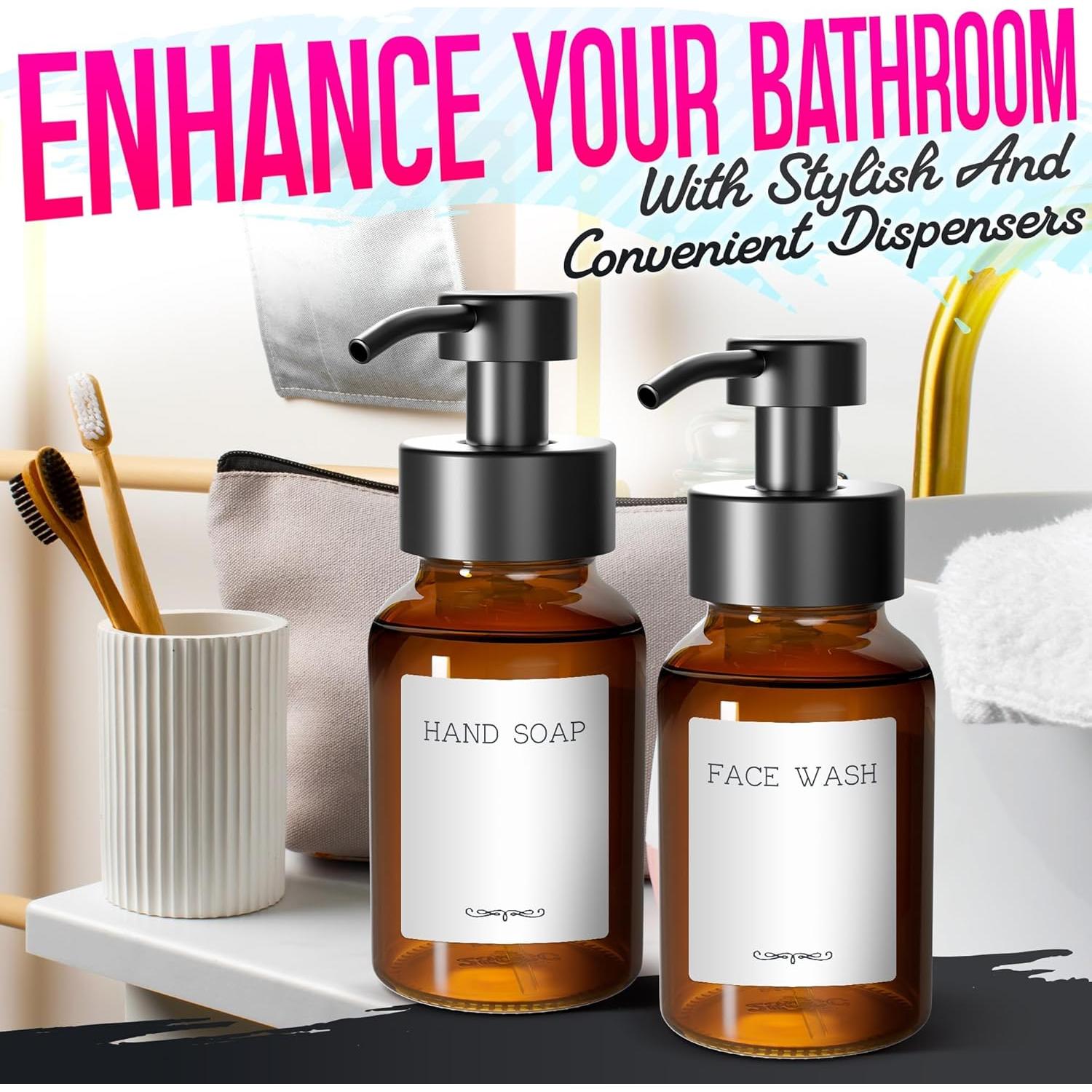 Dispensador de Jabón Espumoso BURIUS Vidrio Ámbar 251 ml 2 Pcs