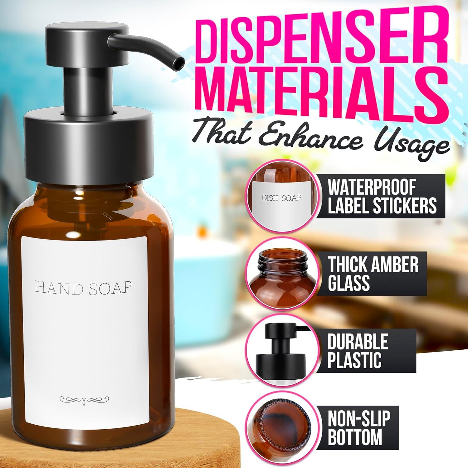 Dispensador de Jabón Espumoso BURIUS Vidrio Ámbar 251 ml 2 Pcs