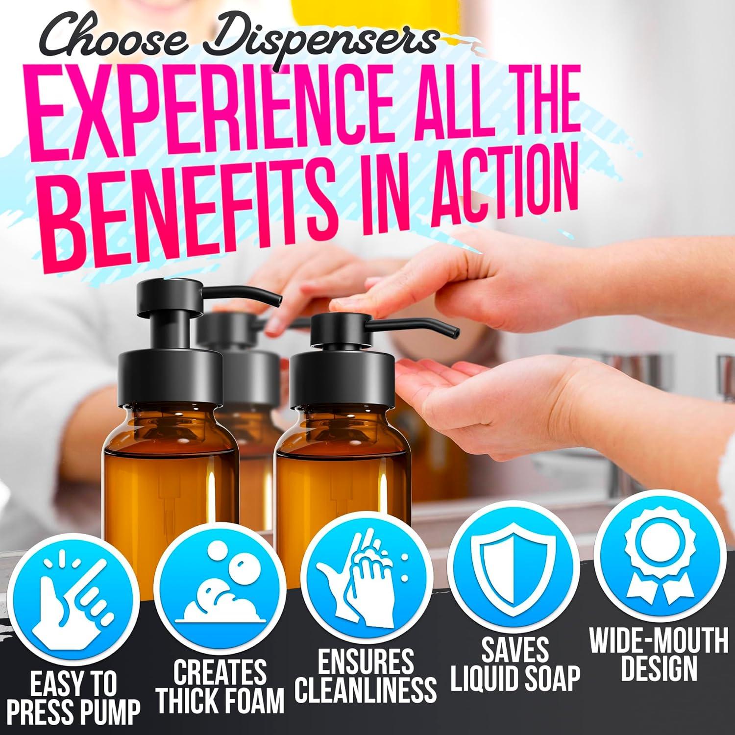 Dispensador de Jabón Espumoso BURIUS Vidrio Ámbar 251 ml 2 Pcs