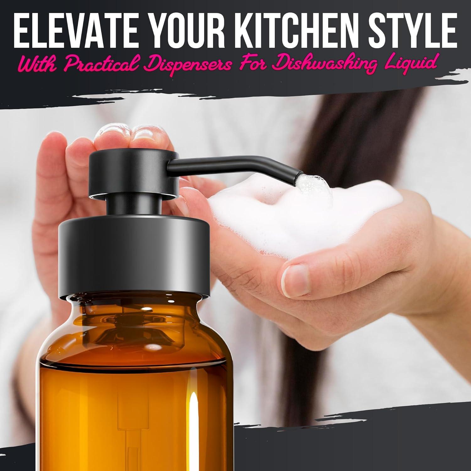 Dispensador de Jabón Espumoso BURIUS Vidrio Ámbar 251 ml 2 Pcs