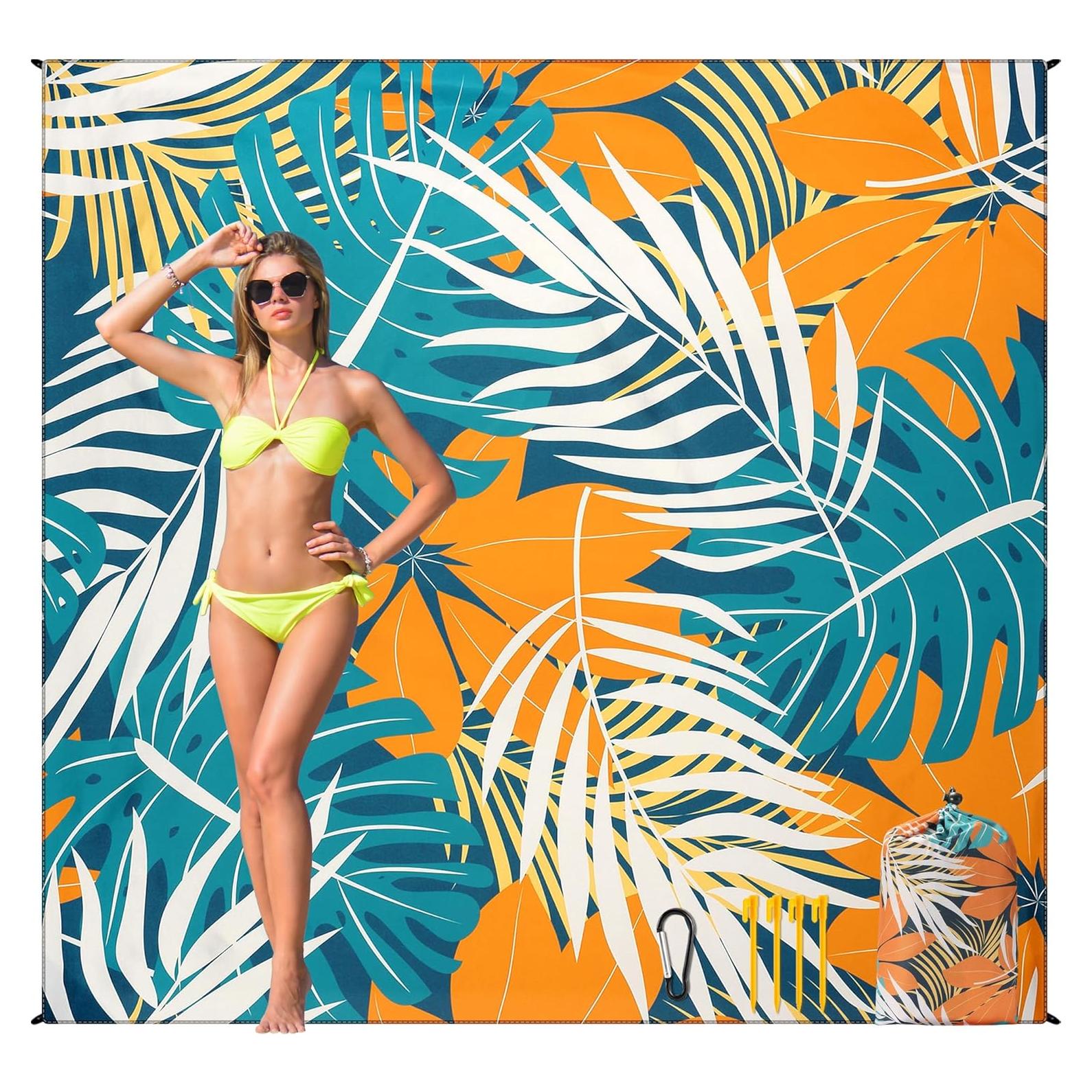 Manta de Playa HIHOHO Impermeable 2.11x2.01m para 4 Personas