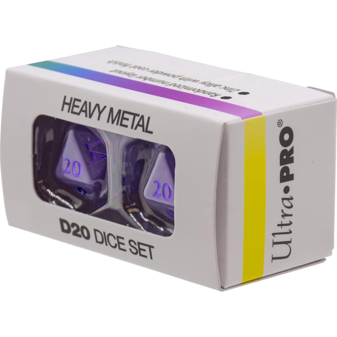 Dados D20 Metal Pesado Ultra PRO Vivid Púrpura 2 Piezas