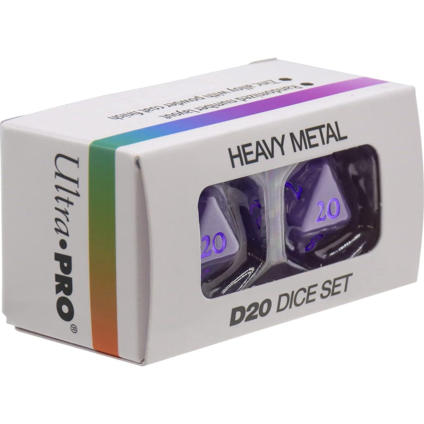 Dados D20 Metal Pesado Ultra PRO Vivid Púrpura 2 Piezas